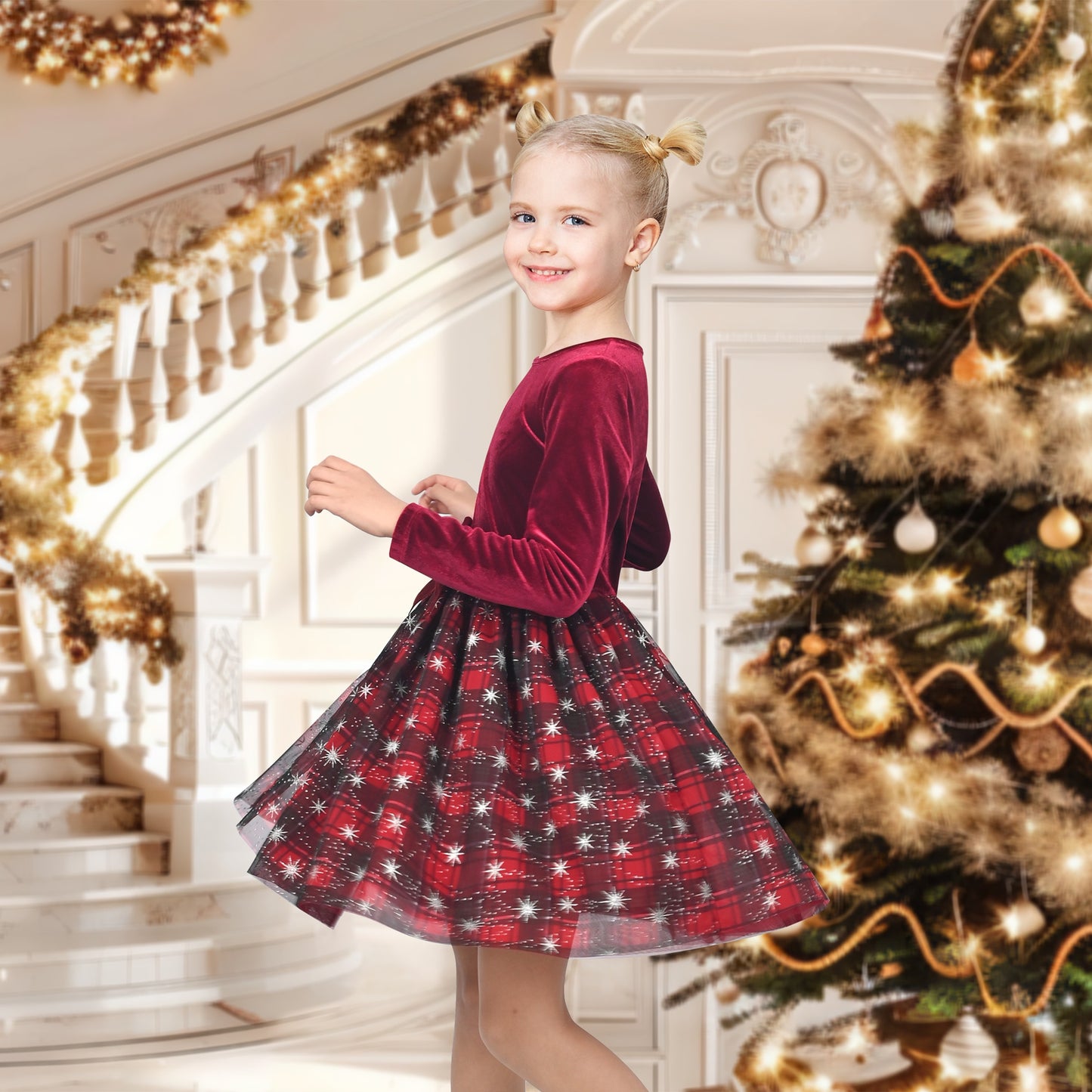 Girls Dress Rust Copper Velvet Polka Dot Plain Tulle Vintage Twirly Fall Holiday Red