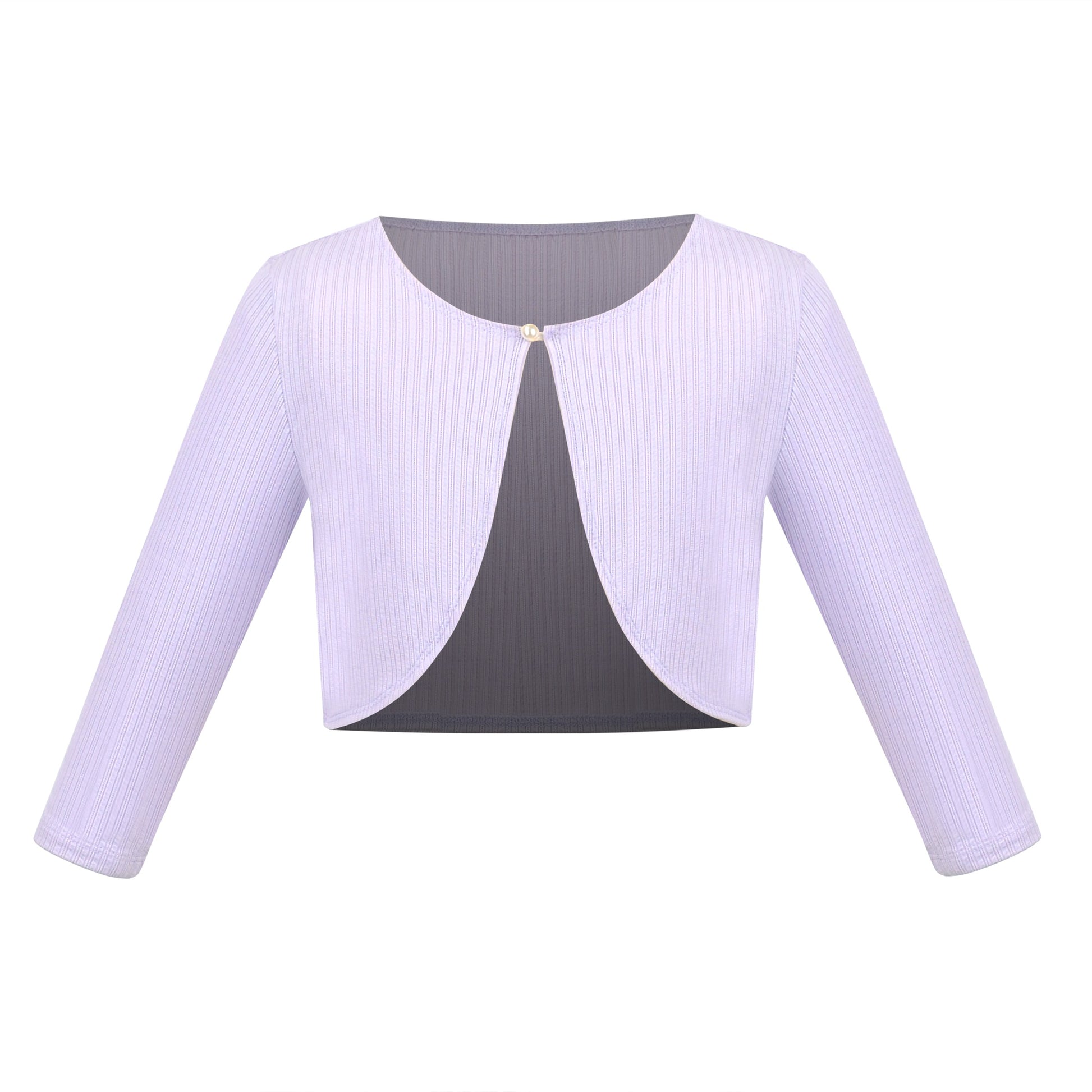 Girls Bolero Shrug Cropped Cardigan Long Sleeve Button Knit Sweater Black Purple