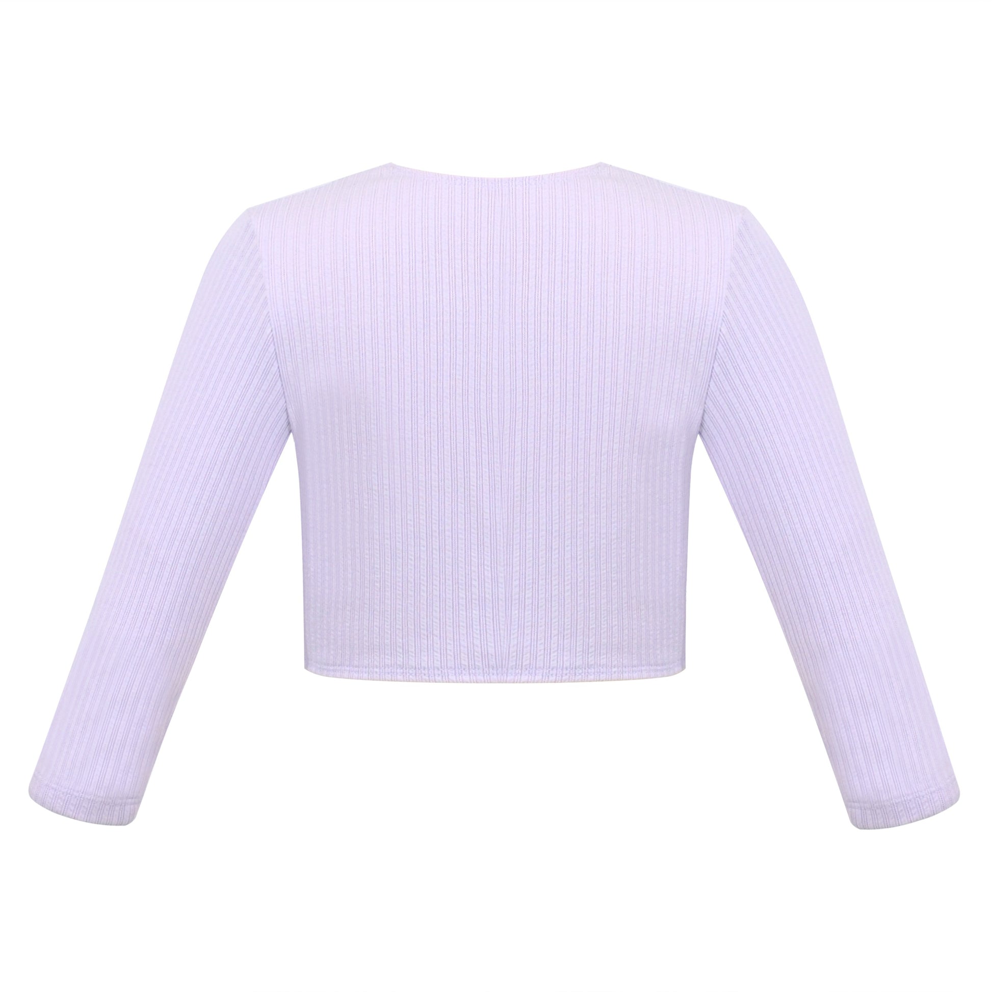 Girls Bolero Shrug Cropped Cardigan Long Sleeve Button Knit Sweater Black Purple