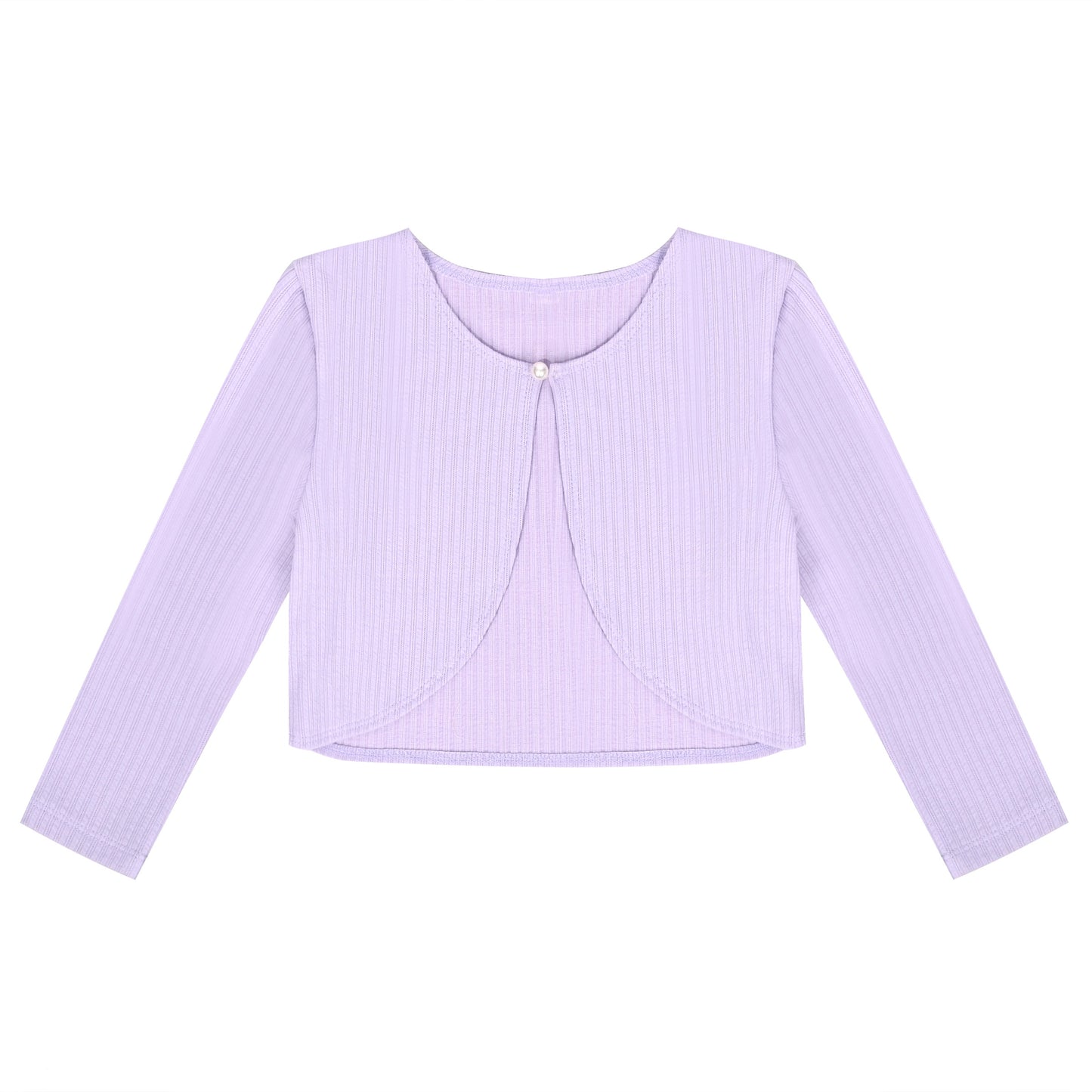 Girls Bolero Shrug Cropped Cardigan Long Sleeve Button Knit Sweater Black Purple