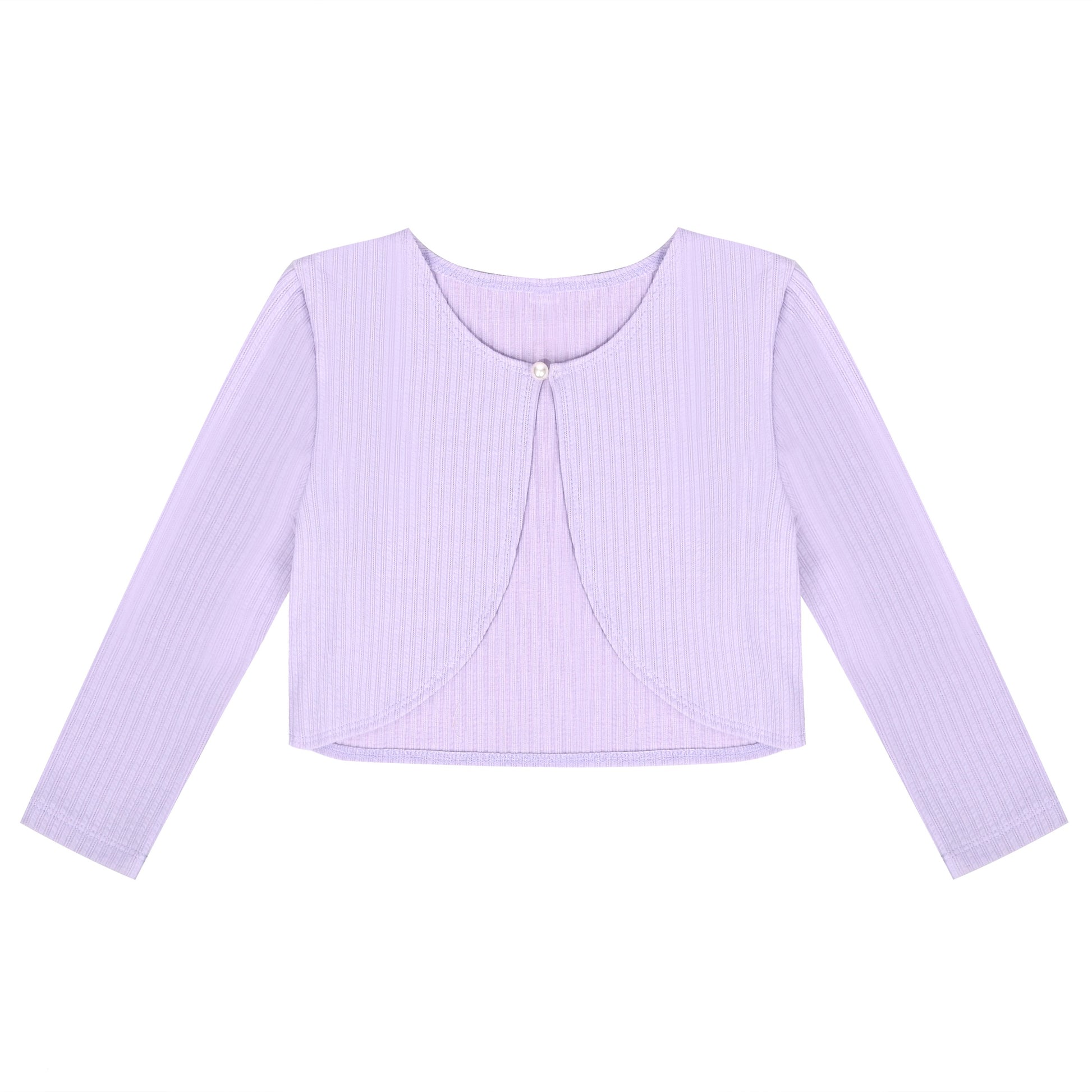 Girls Bolero Shrug Cropped Cardigan Long Sleeve Button Knit Sweater Black Purple