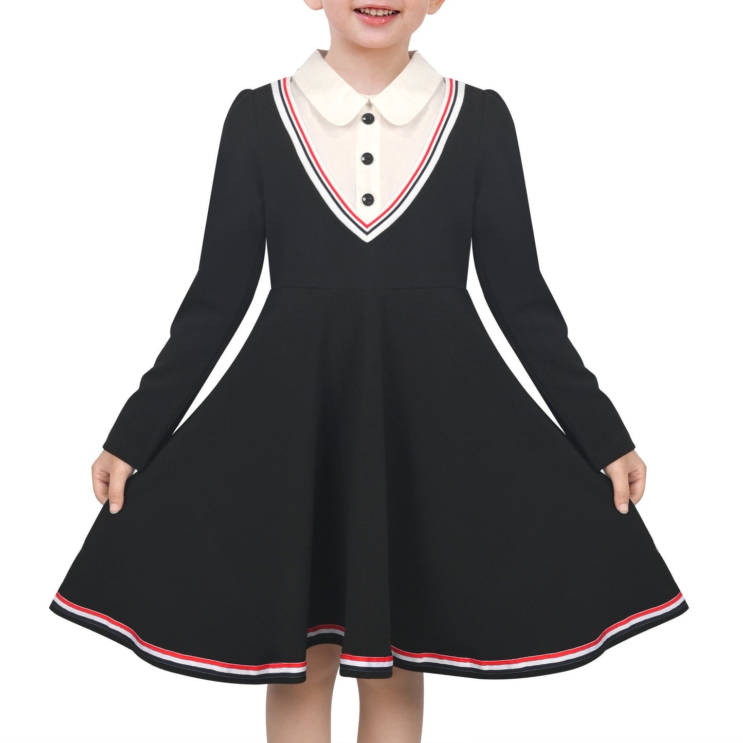 Girls Dress 2-in-1 School Uniform Checkered Plaid Suspender Skirt Black