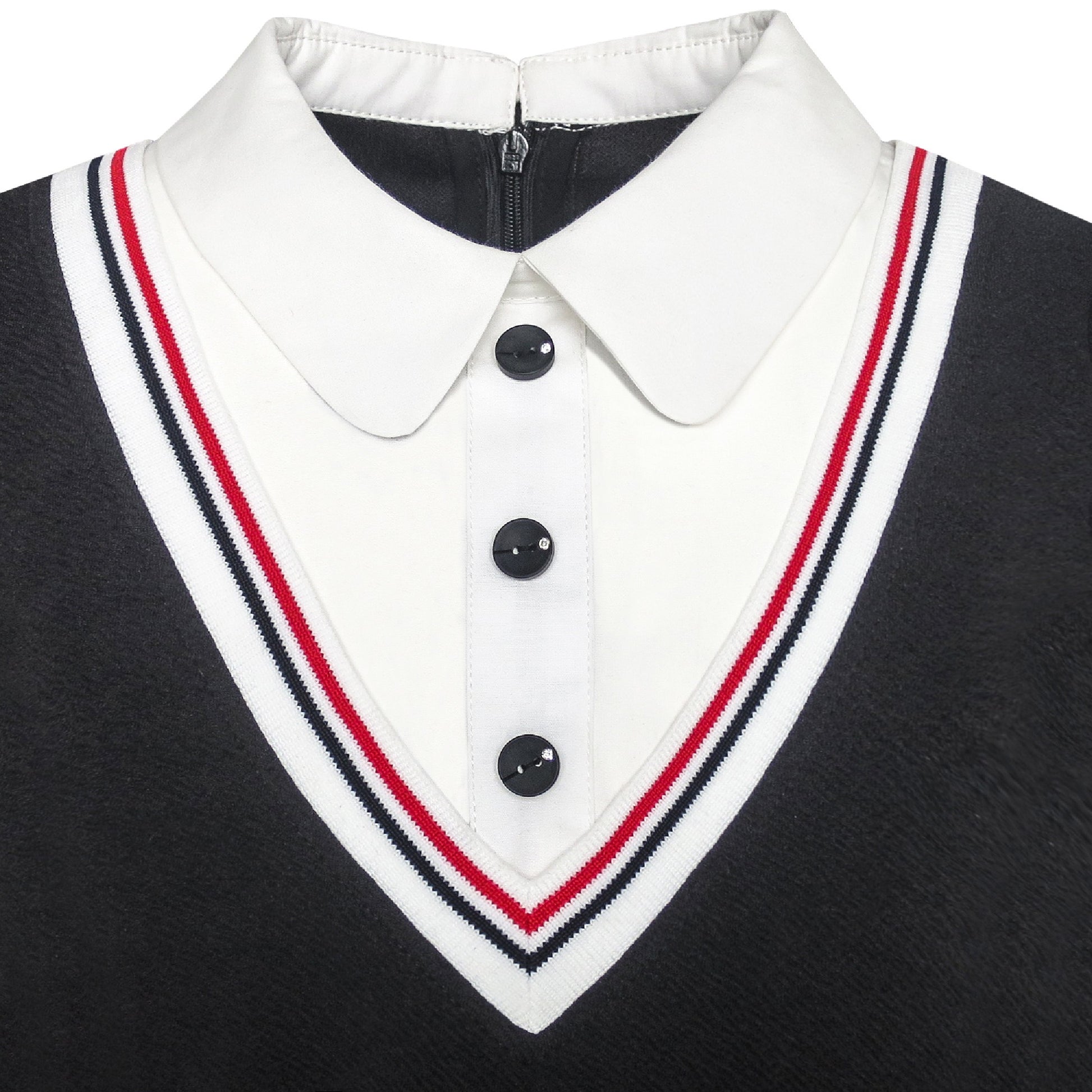 Girls Dress 2-in-1 School Uniform Checkered Plaid Suspender Skirt Black