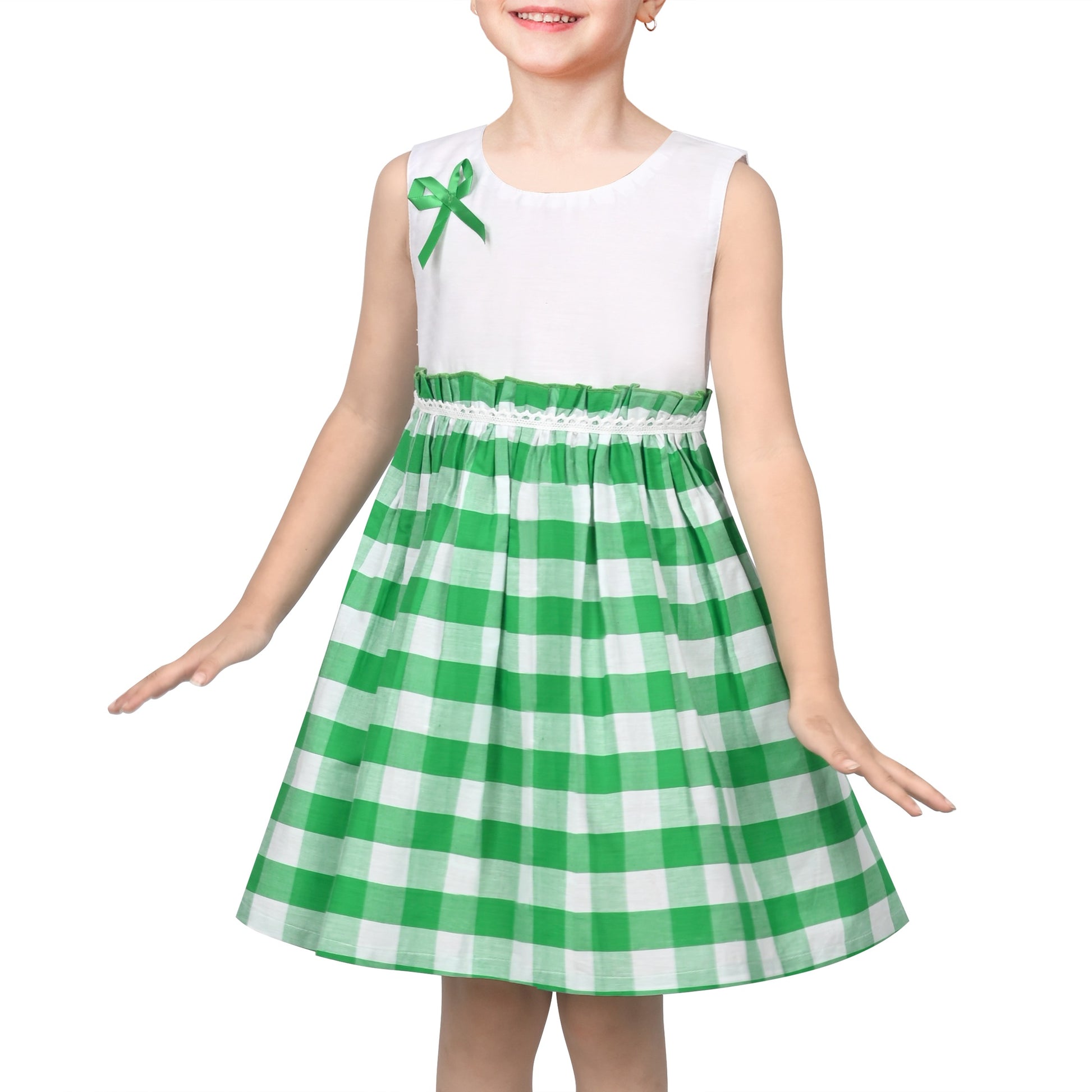 Girls Dress St Patrick Shamrock Irish Holiday Gingham Sundress Daily Green