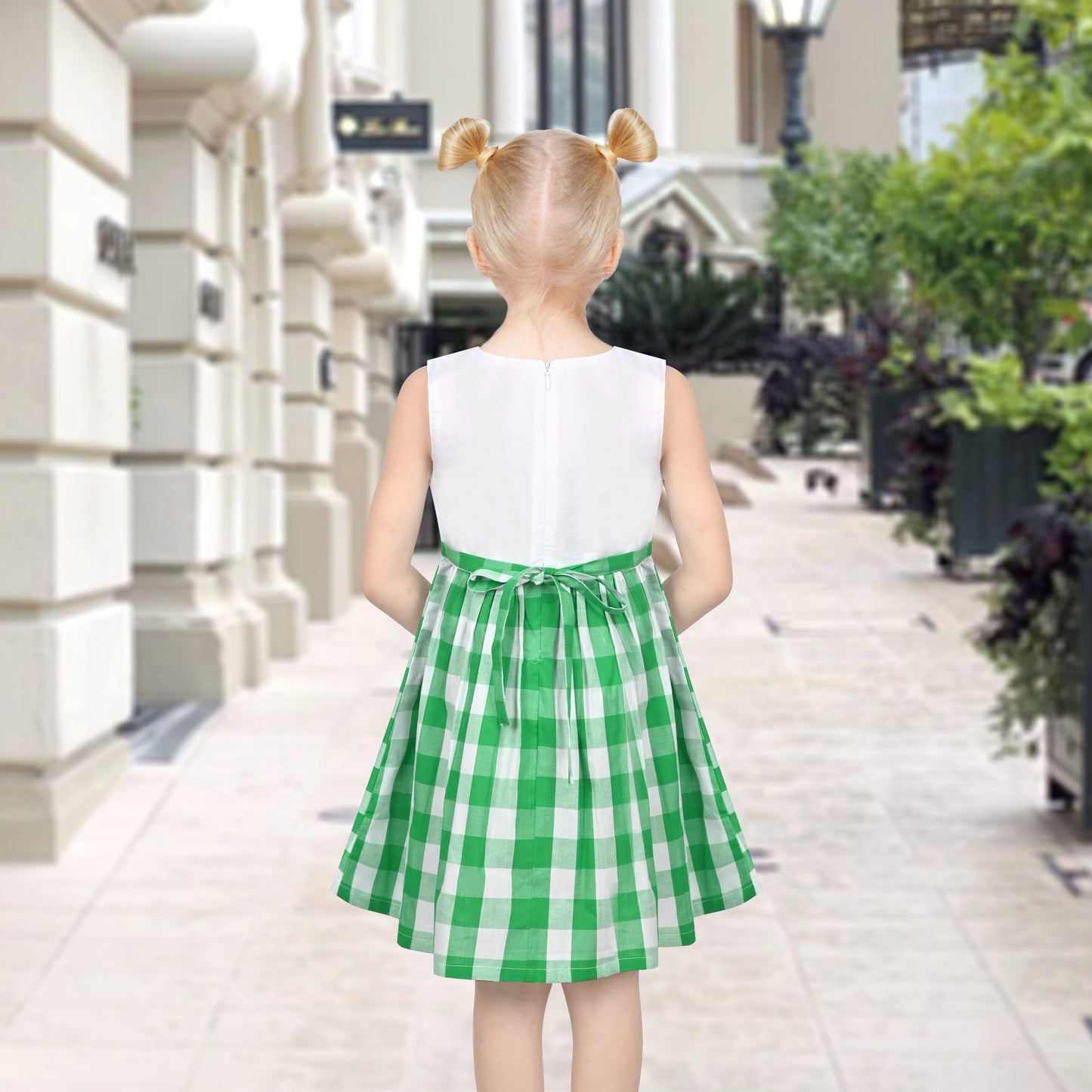 Girls Dress St Patrick Shamrock Irish Holiday Gingham Sundress Daily Green