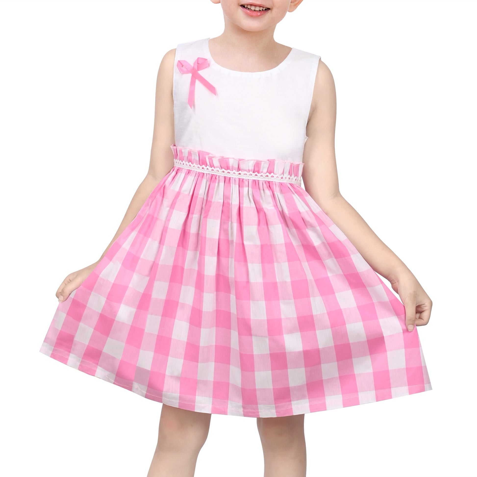 Girls Dress St Patrick Shamrock Irish Holiday Gingham Sundress Daily Pink