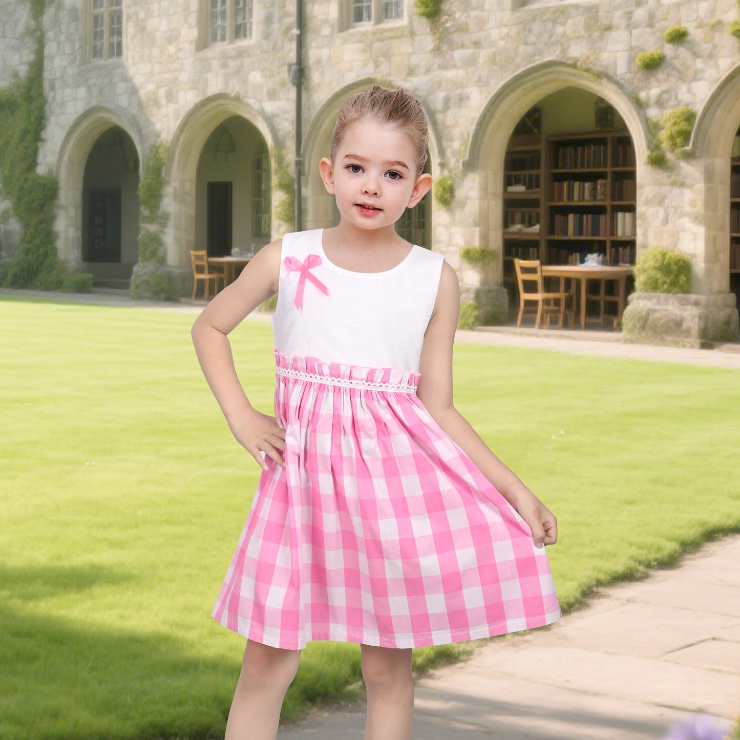 Girls Dress St Patrick Shamrock Irish Holiday Gingham Sundress Daily Pink