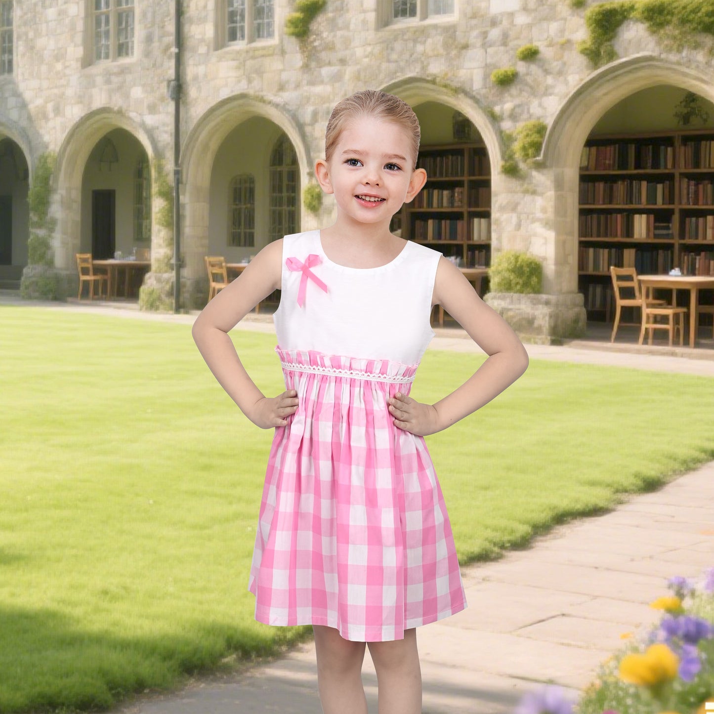 Girls Dress St Patrick Shamrock Irish Holiday Gingham Sundress Daily Pink