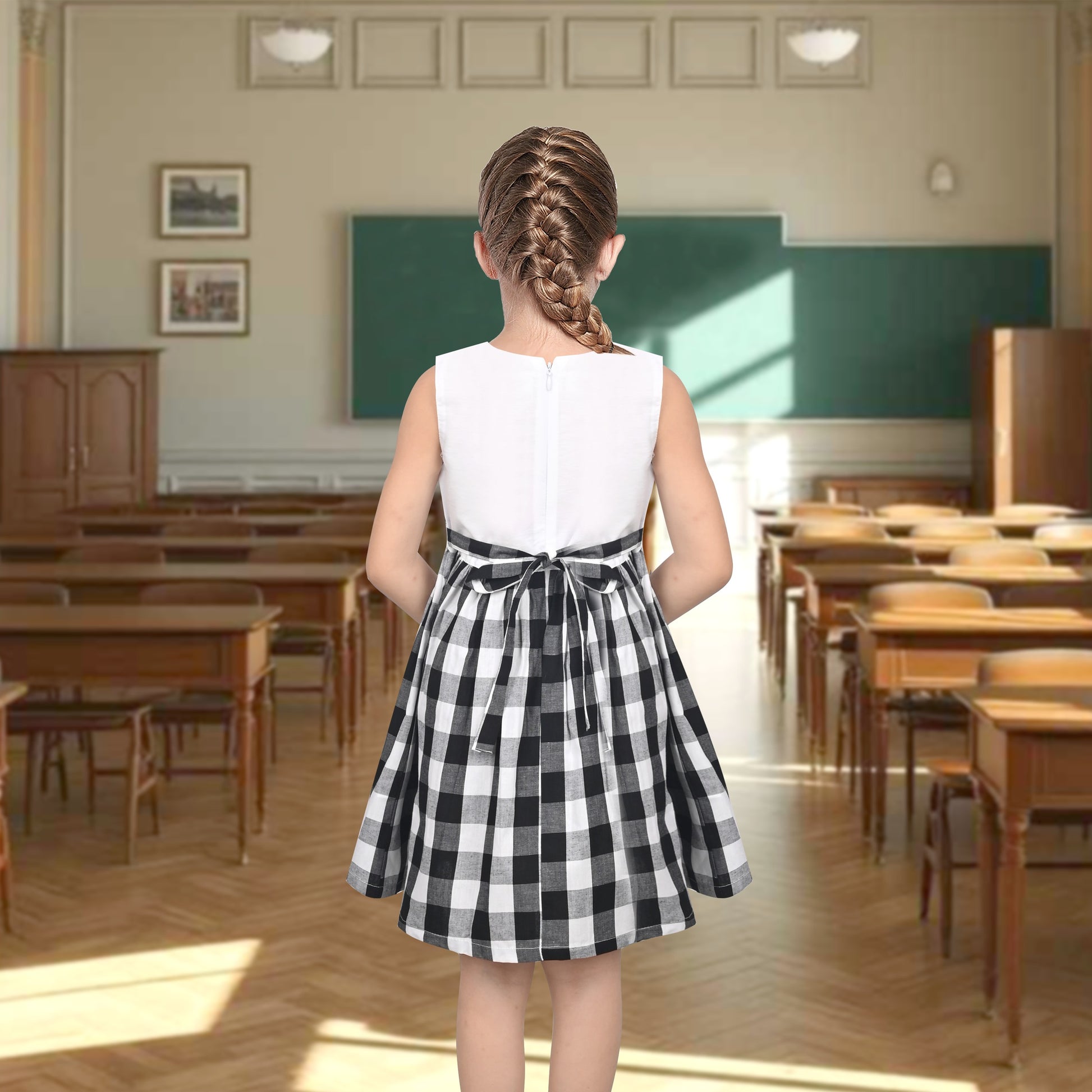 Girls Dress St Patrick Shamrock Irish Holiday Gingham Sundress Daily Black