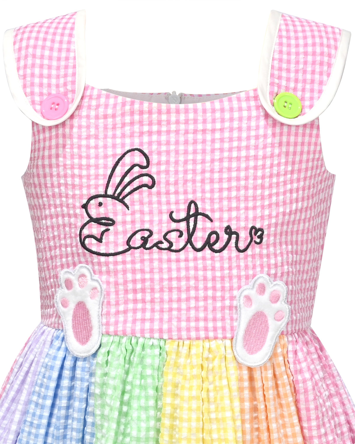 Girls Pink Heart Print Bow Tie Party Sundress Kids Clothes SZ - Rainbow Bunny