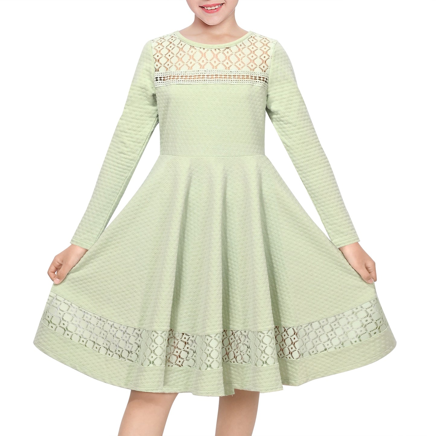 Girls Dress Christmas Santa Xmas Tree Jingle Bell Green