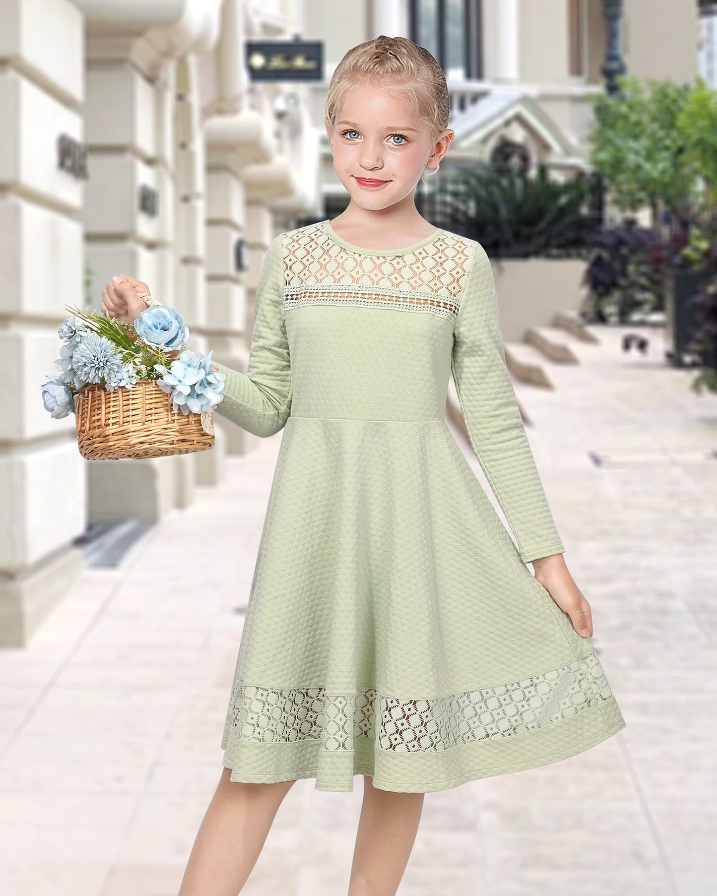 Girls Dress Christmas Santa Xmas Tree Jingle Bell Green