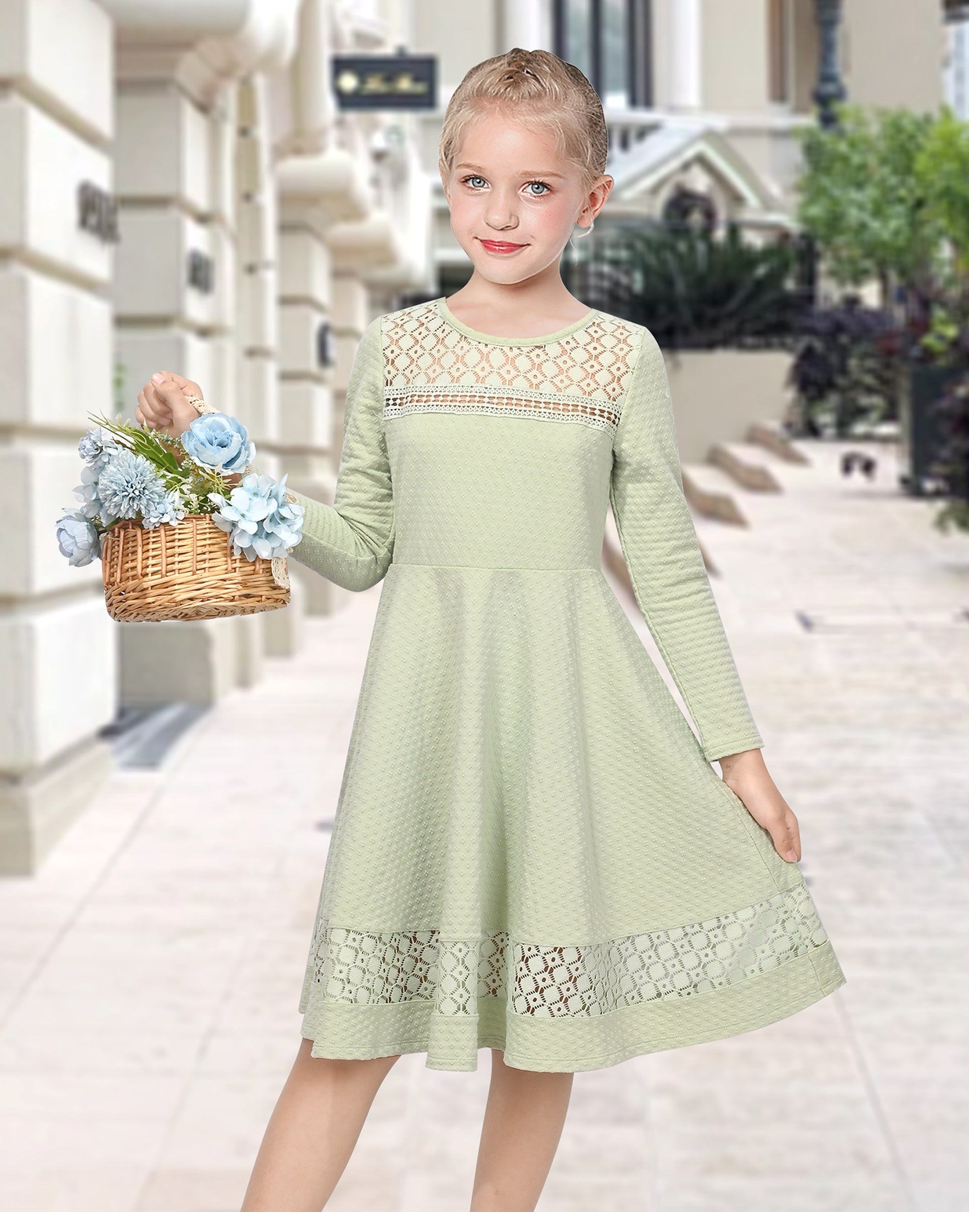 Girls Dress Christmas Santa Xmas Tree Jingle Bell Green