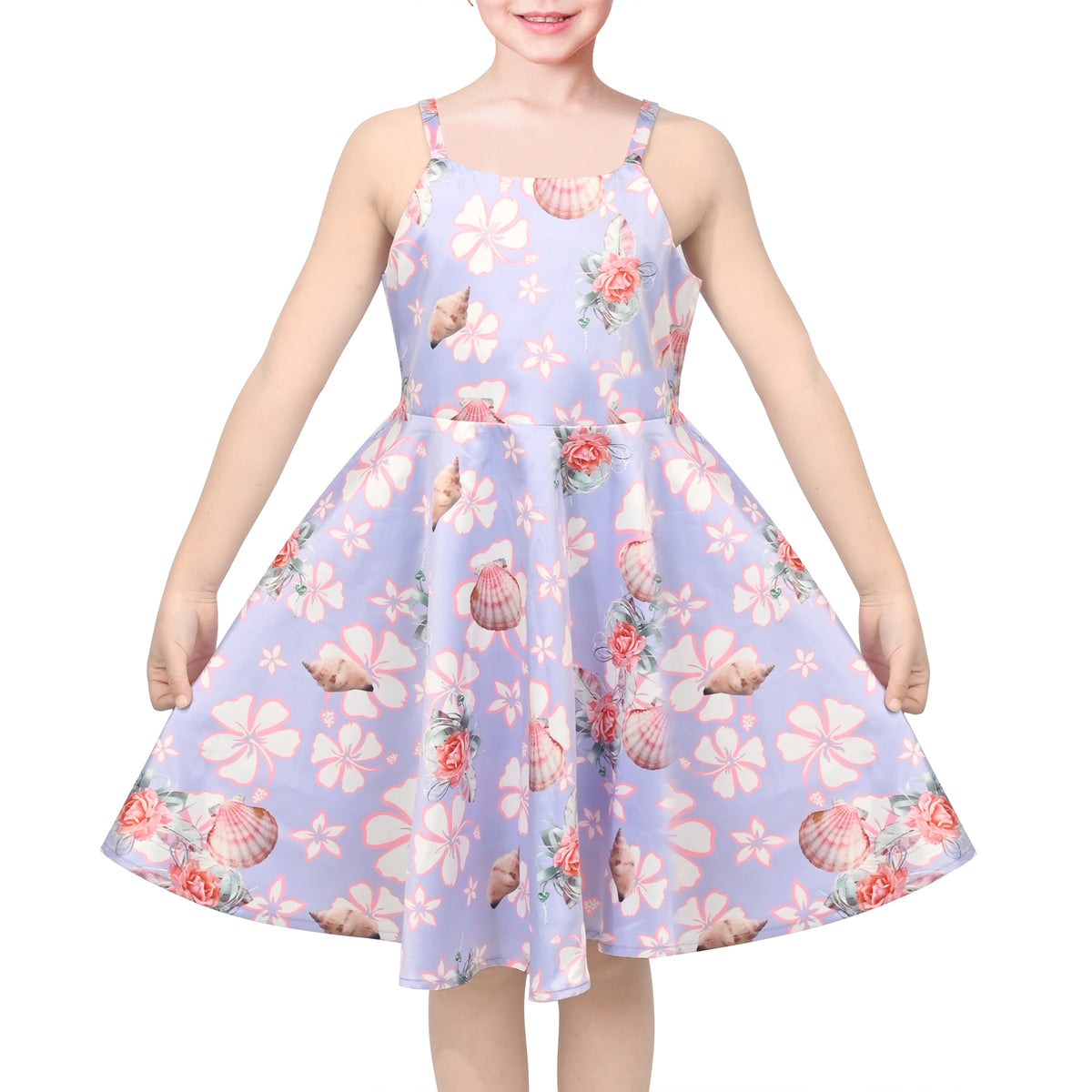 Girls Dress Pink Tulip Flower Bow Tie One Shoulder - Lavender Flower