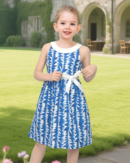 Girls Dress Christmas Santa Snow Xmas Party Turquoise - Blue White