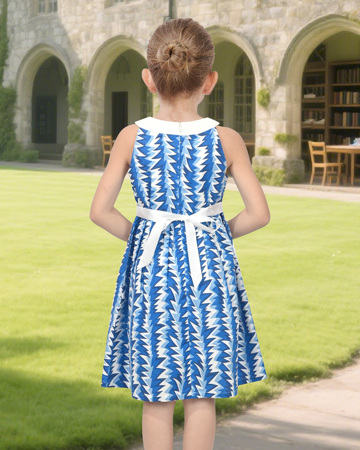 Girls Dress Christmas Santa Snow Xmas Party Turquoise - Blue White