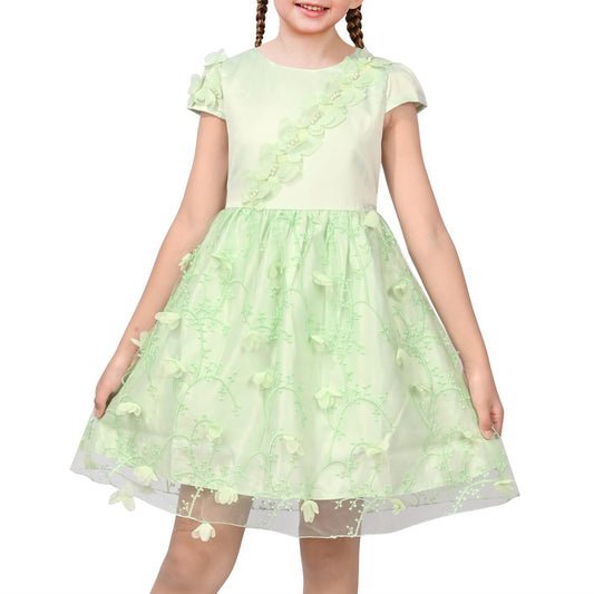 Flower Girl Dresses Sweet Pink Party Bow Tulle Princess Party Lace Cap Sleeve Wedding Easter Green