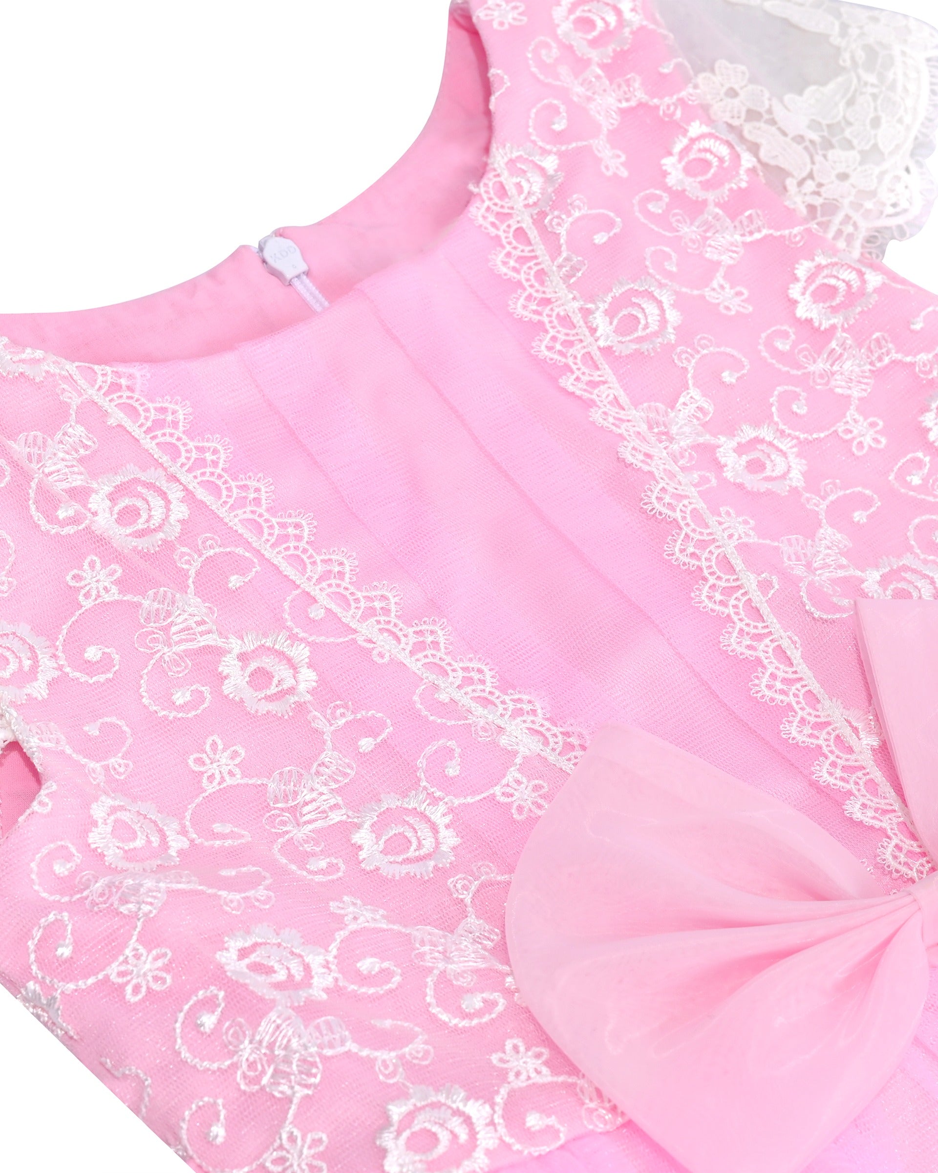 Flower Girl Dresses Sweet Pink Party Bow Tulle Princess Party Lace Cap Sleeve Wedding Easter Pink