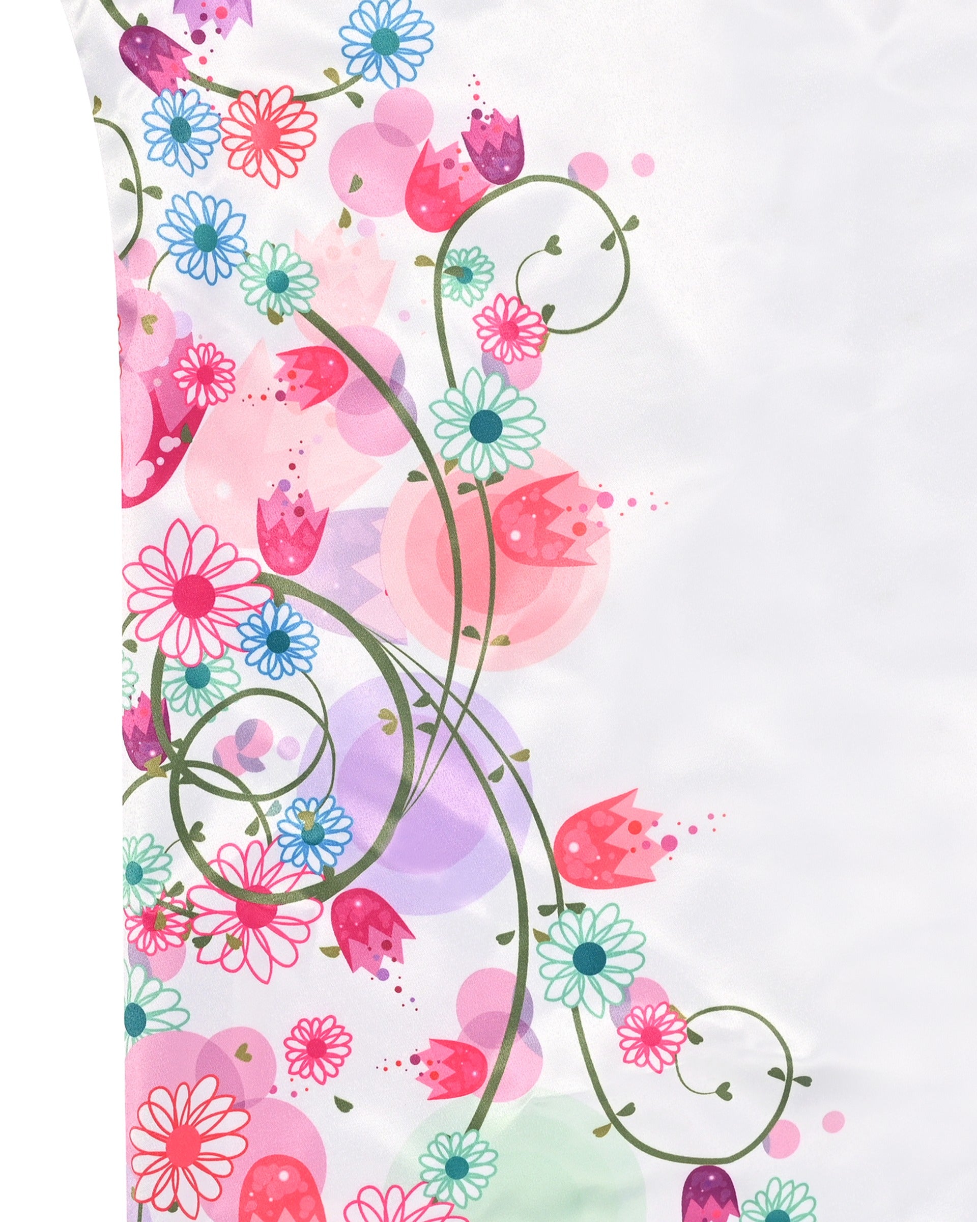 Girls Sleeveless A-Line Dress Satin Colorful Floral Print Knee Length Casual Beach Party Summer Holiday White