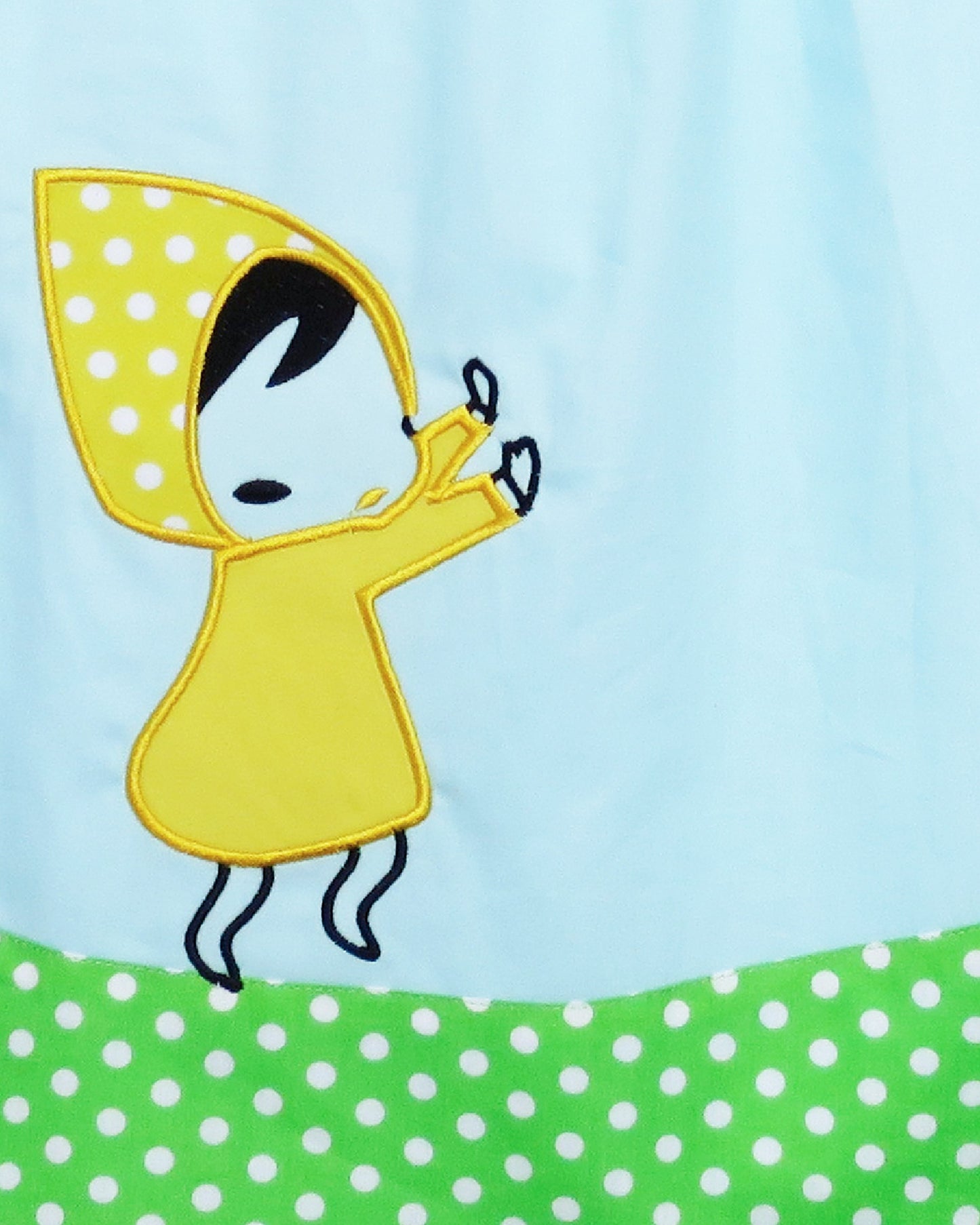 Girls Dress Blue Green Cartoon Green Polka Dot Bow Casual Summer Sundress Sleeveless Blue