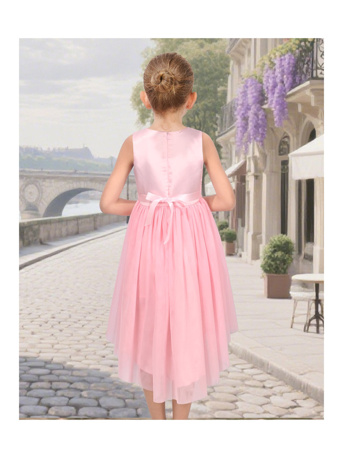 Girls Dress Peach Sequin Mermaid High Low Tulle Party Gown Fantasy Beach Formal Pageant - Pink Tail