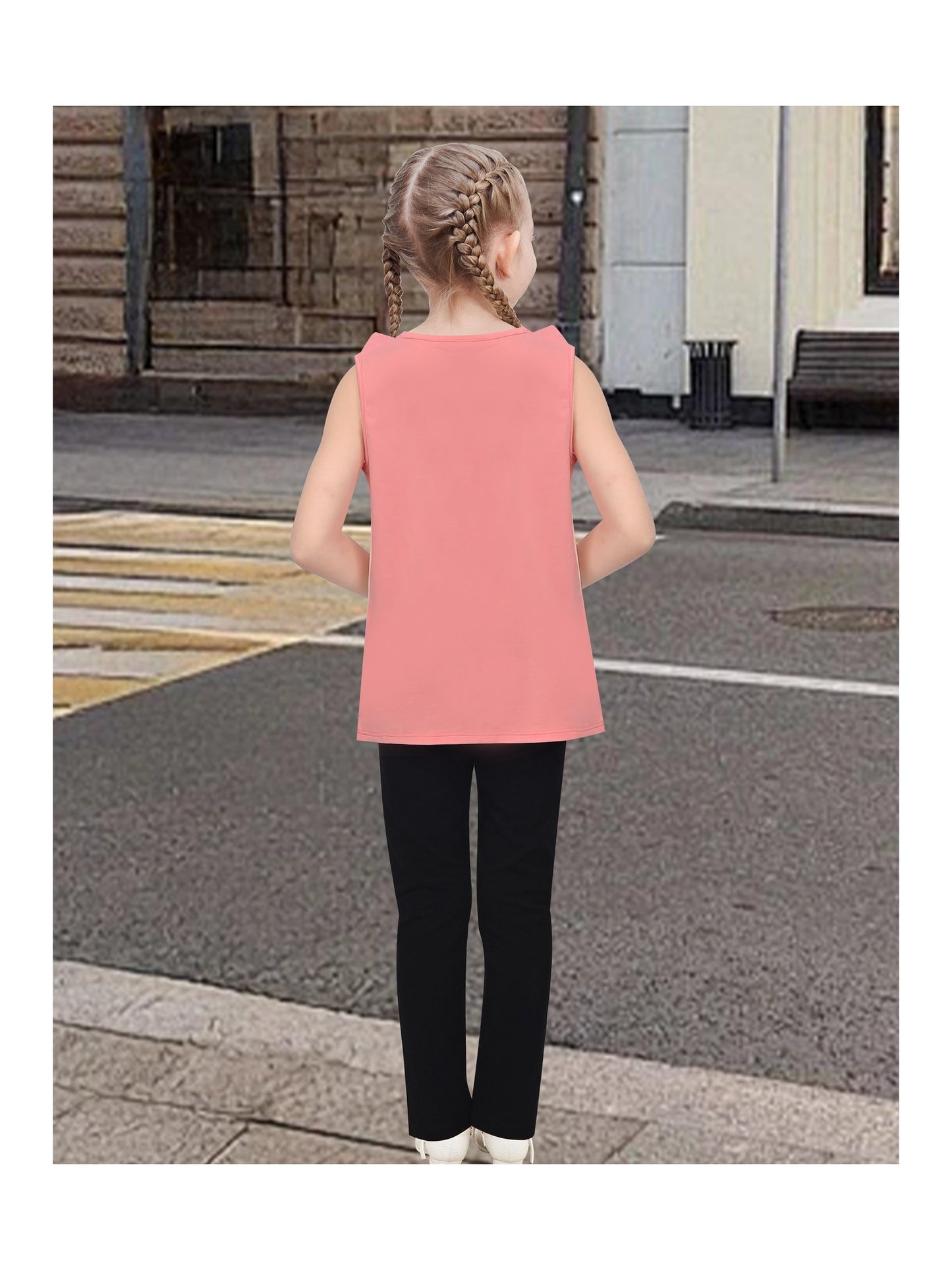 Girls 2 Piece Outfit Set, Cotton Red Zebra Print Top with Flutter Sleeves and Black Pants Pink
