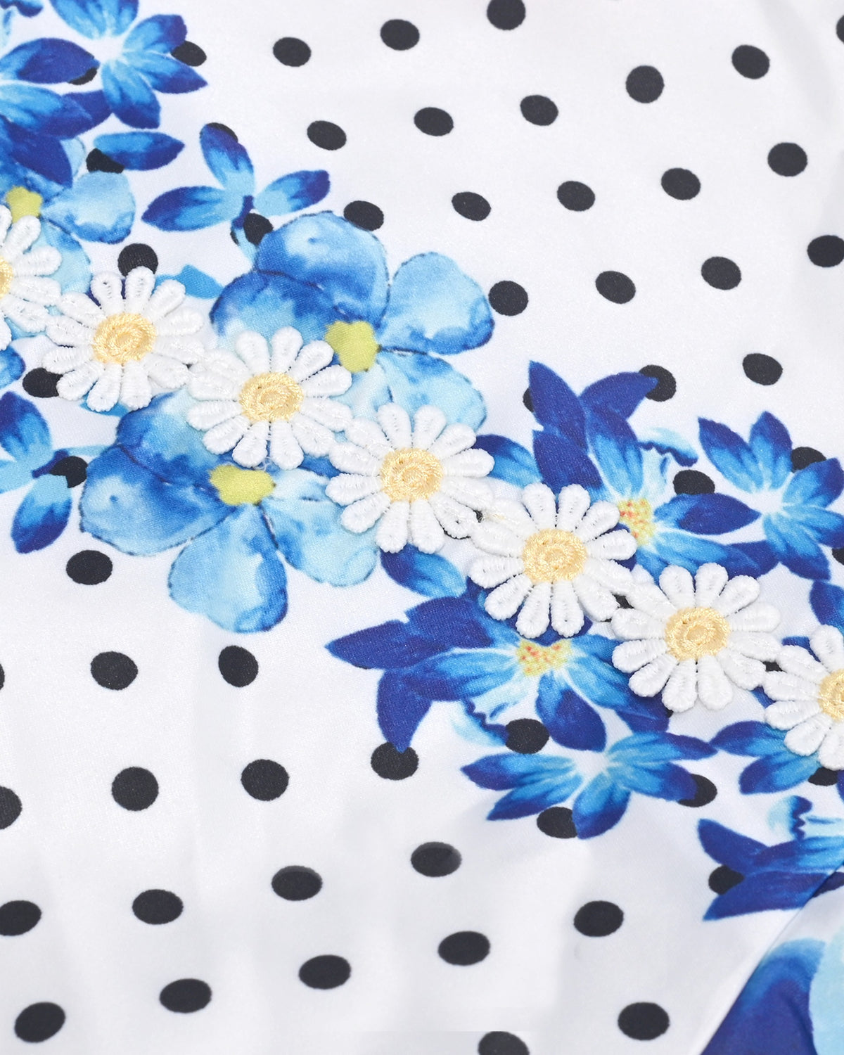 Girls Dress Purple Flower Shell Print Party Dancing Dress - Blue Retro Flower