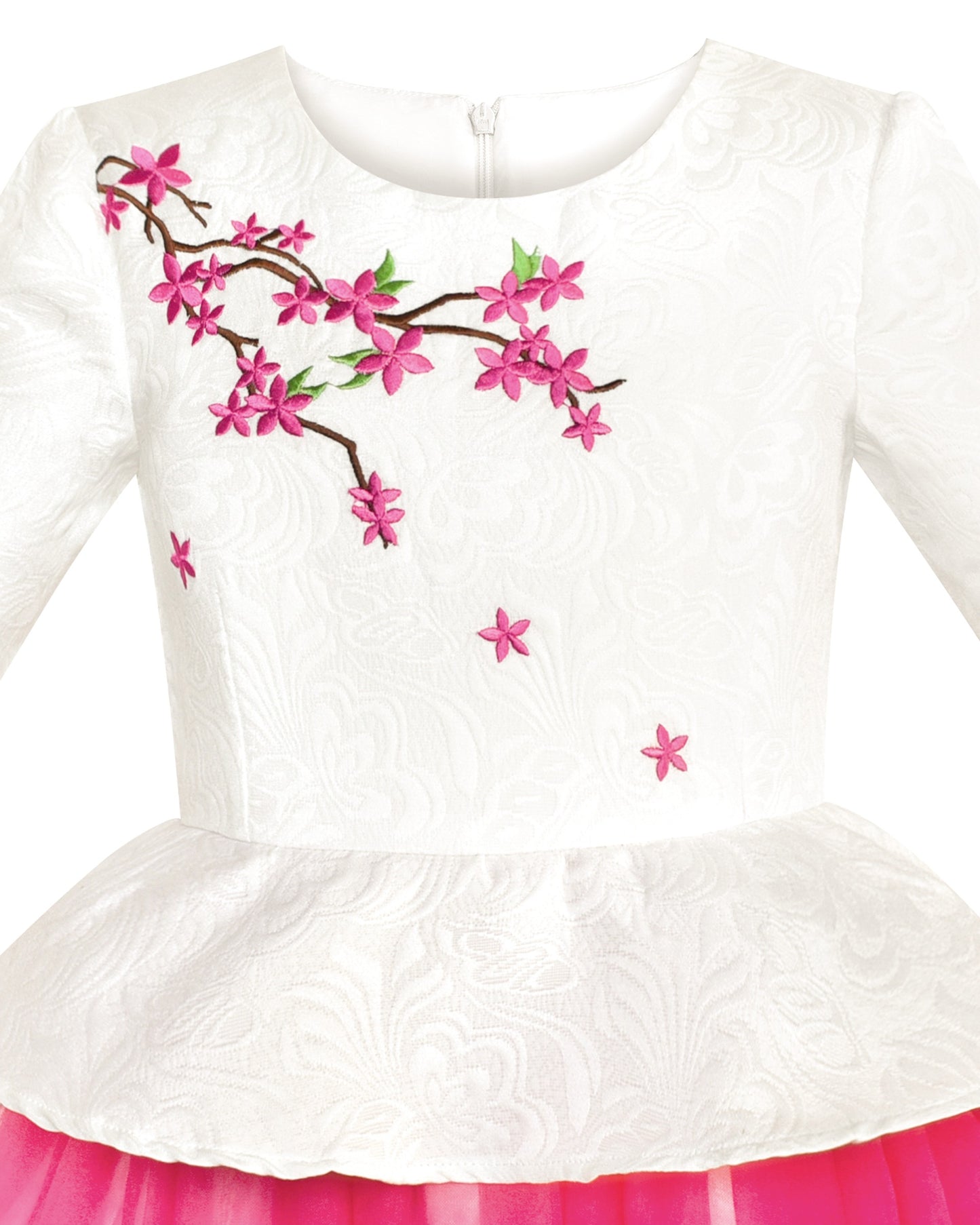 Girls Dress 2-in-1 Red Plaid White Collar Tulle Pink