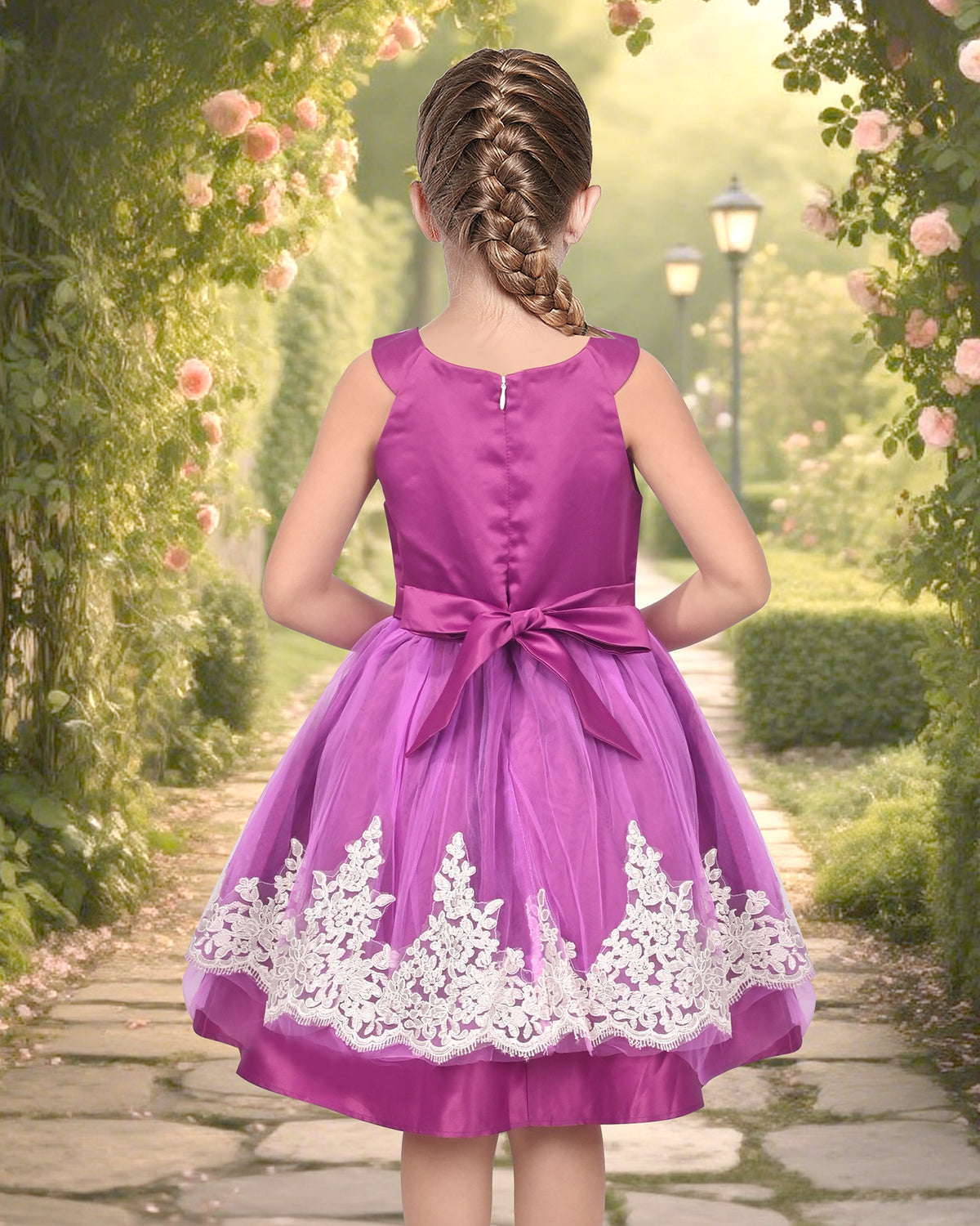 Girls Dress Champagne Multi-layers Wedding Pageant Kids Clothes - Royal Purple