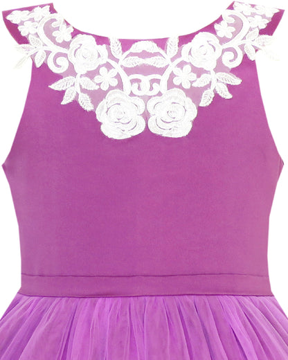 Girls Dress Champagne Multi-layers Wedding Pageant Kids Clothes - Royal Purple
