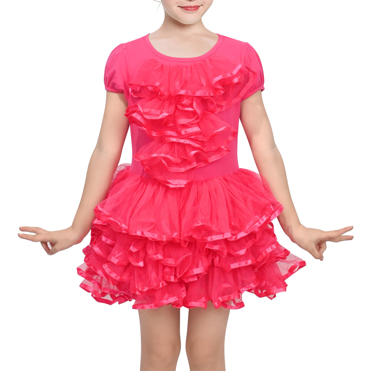 Girls Dress Purple Tutu Dancing Swan Ballet Sparkling Sequin - Red Ruffle Tutu