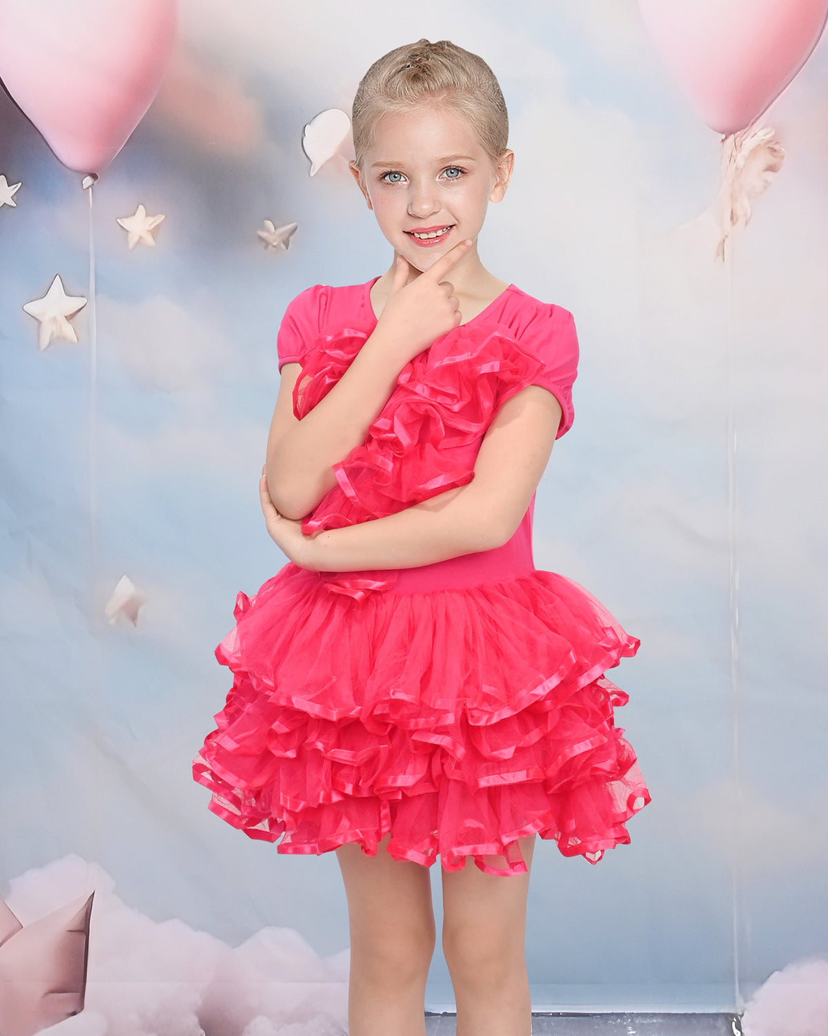 Girls Dress Purple Tutu Dancing Swan Ballet Sparkling Sequin - Red Ruffle Tutu