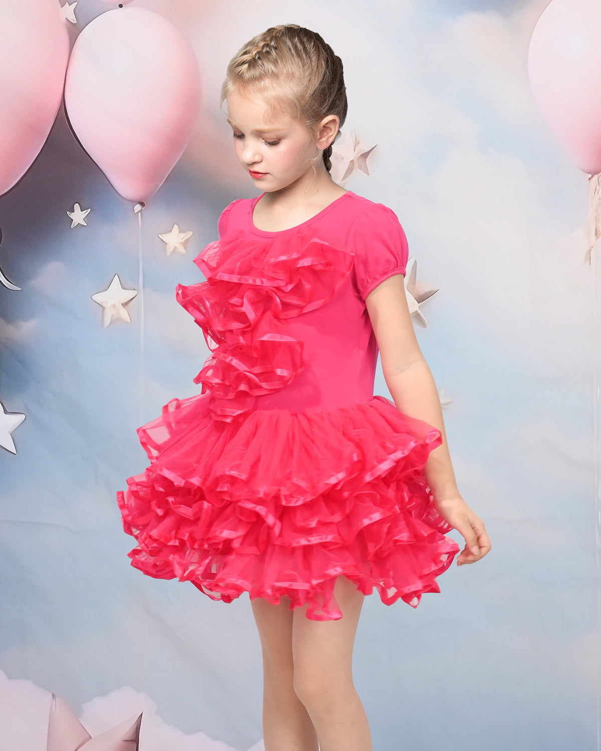 Girls Dress Purple Tutu Dancing Swan Ballet Sparkling Sequin - Red Ruffle Tutu