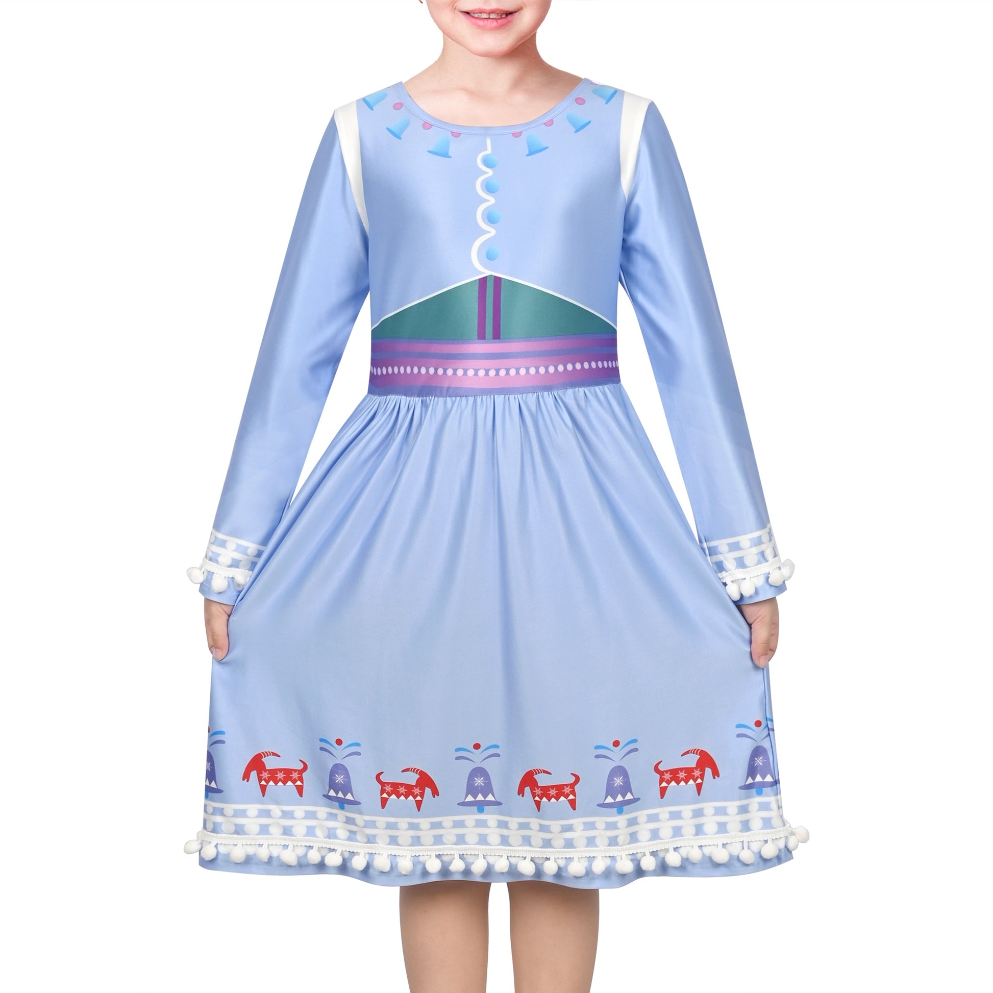 Girls Dress Unicorn Rainbow Casual Long Sleeve Blue