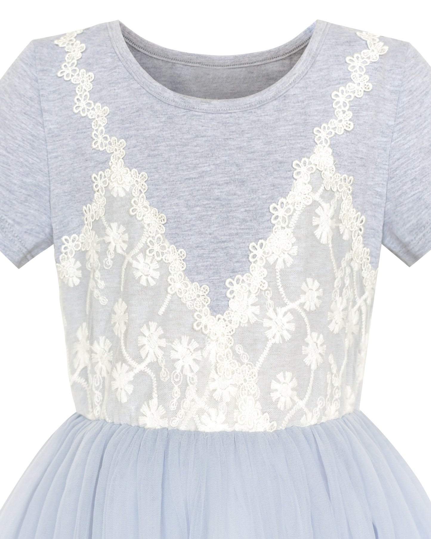 Girls Dress Dancing Girl Print Tutu Short Sleeve Sundress Gray
