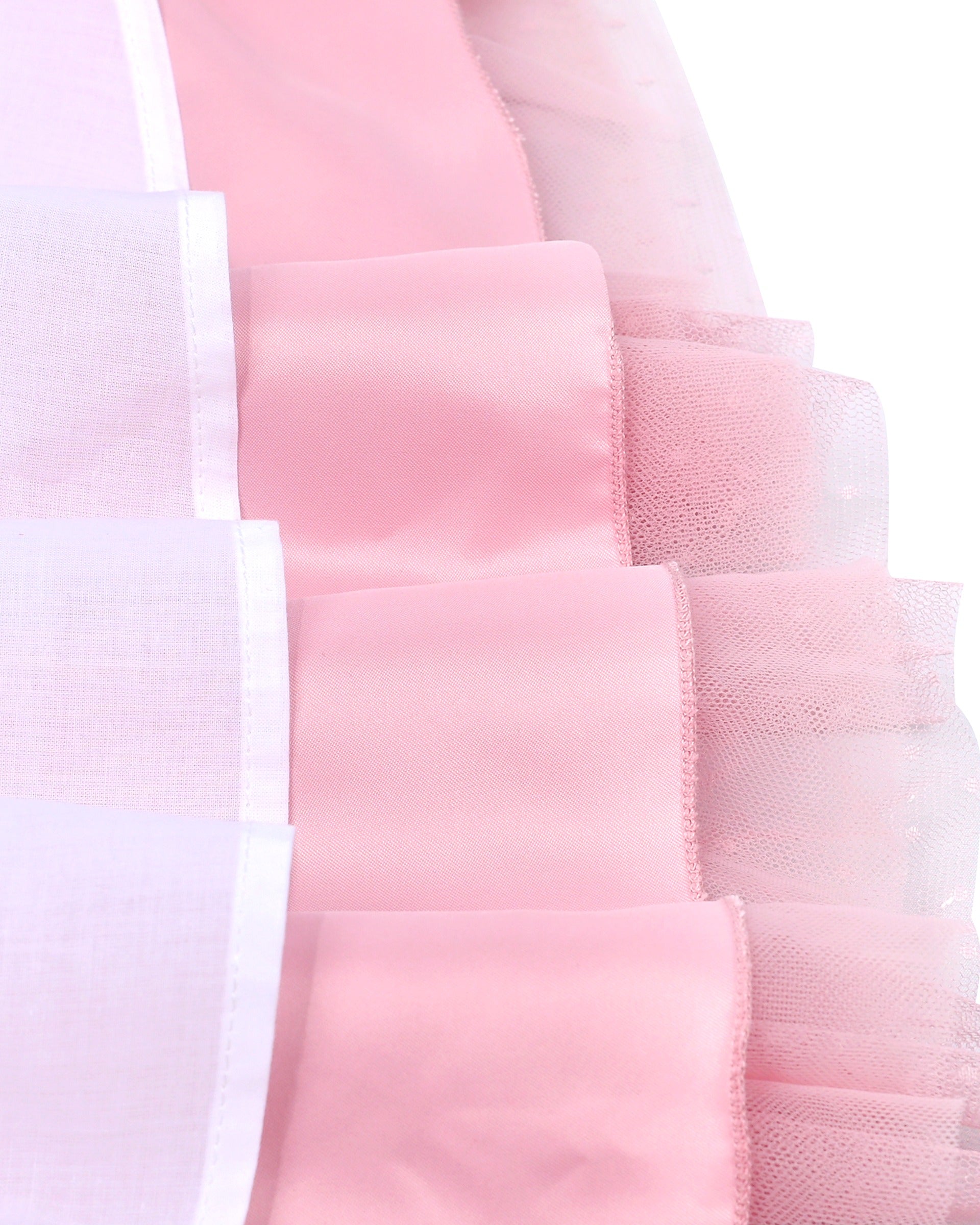 Girls Flower Applique Dress White and Blue Sleeveless Tea Length with Tulle Skirt Party Wedding Flower Girl Dress Pink