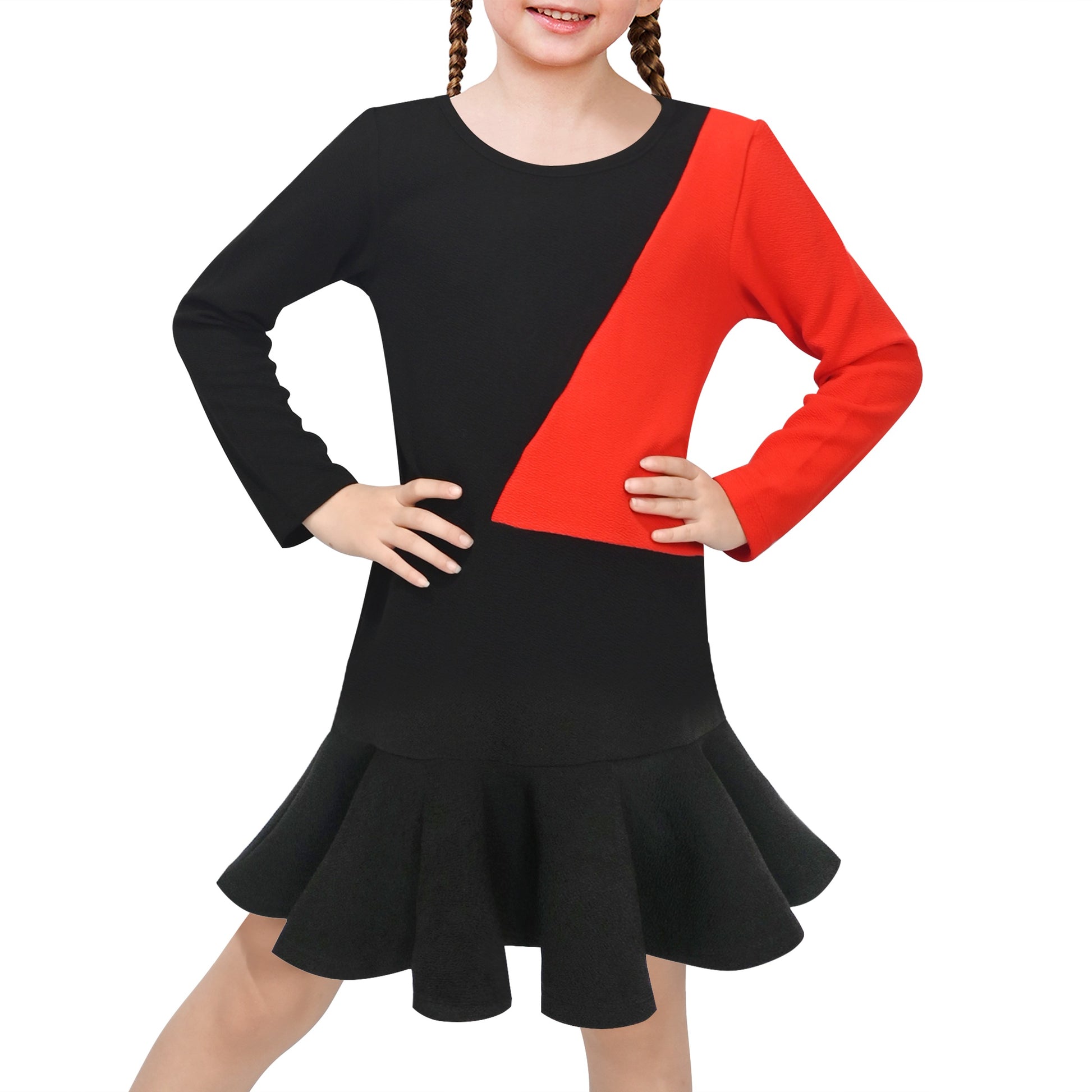 Girls Dress Easter Bunny Rainbow Cotton Embroidery Casual Long Sleeve Black