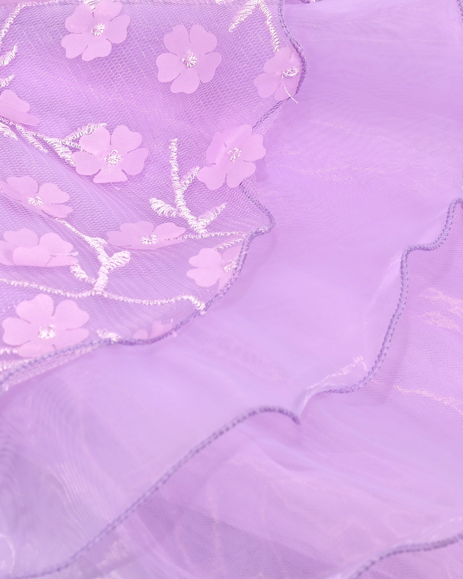 Girls Flower Applique Dress White and Blue Sleeveless Tea Length with Tulle Skirt Party Wedding Flower Girl Dress Purple