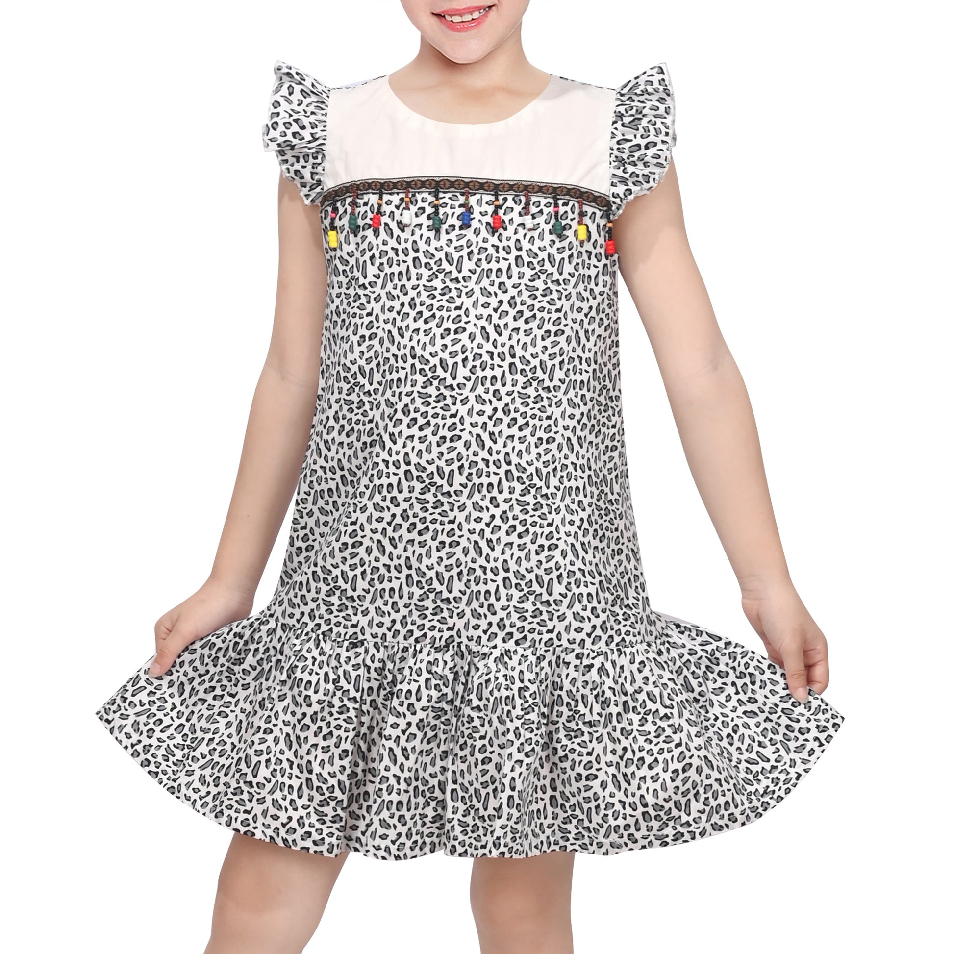 Girls Dress Rainbow Multicolor Bunny Embroidery Easter Button Back Chevron Spring Casual Gray
