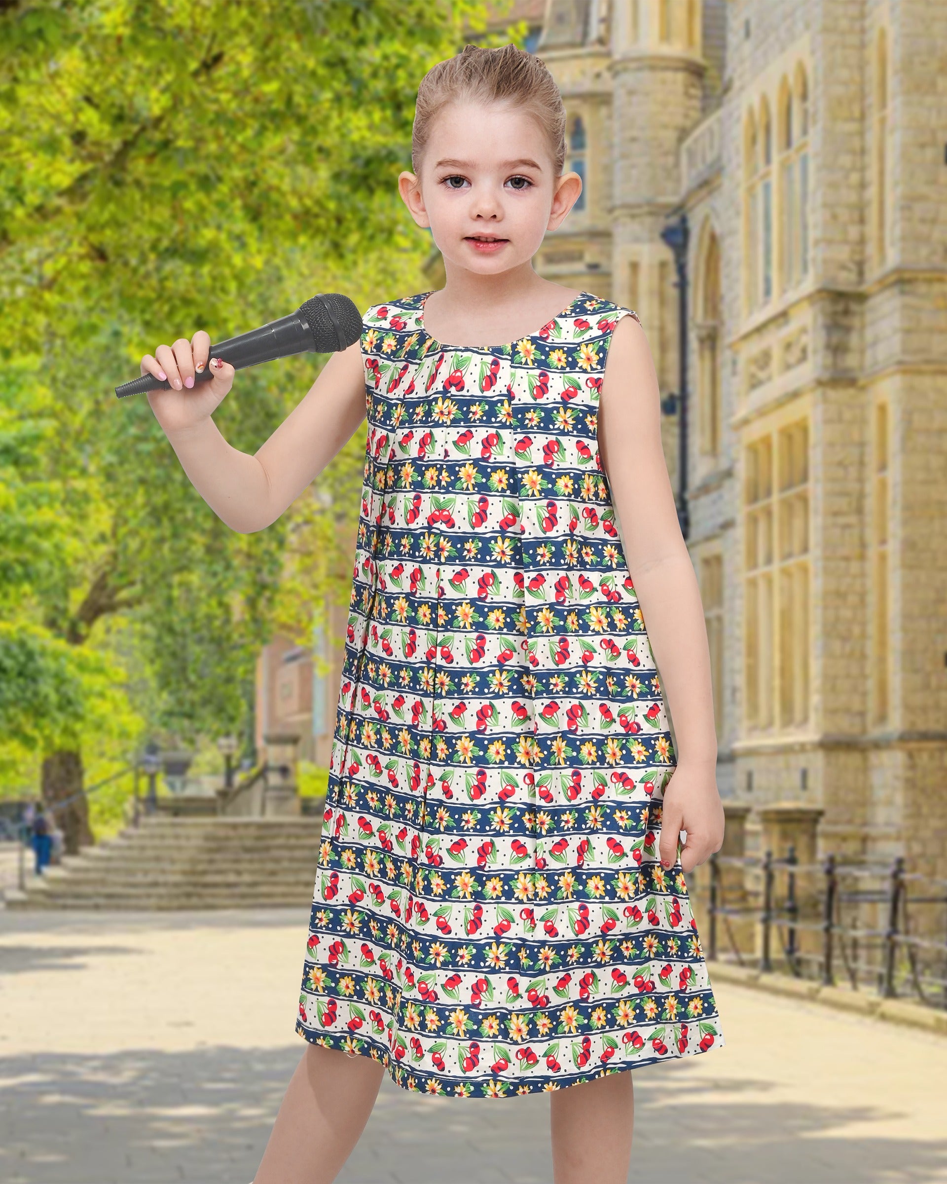 Girls Dress Rainbow Multicolor Bunny Embroidery Easter Button Back Chevron Spring Casual Multi-Color
