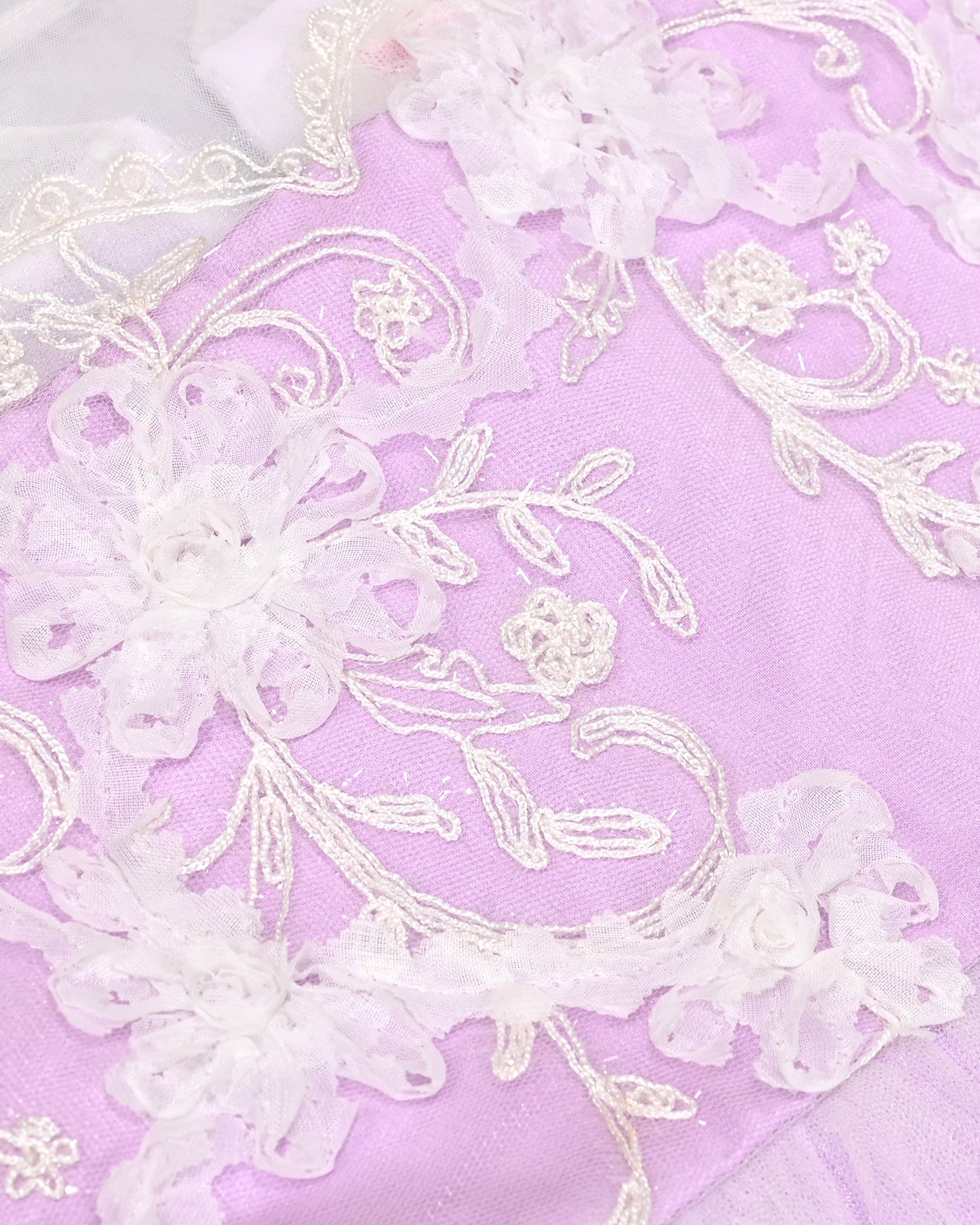 Girls Flower Applique Dress White and Blue Sleeveless Tea Length with Tulle Skirt Party Wedding Flower Girl Dress Purple