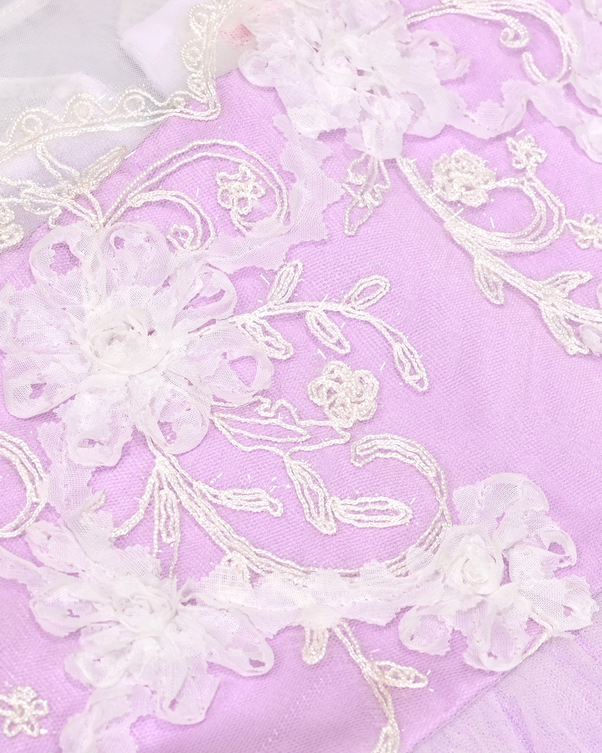 Girls Flower Applique Dress White and Blue Sleeveless Tea Length with Tulle Skirt Party Wedding Flower Girl Dress Purple