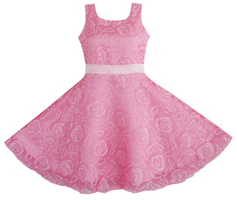 Girls Dress Pink Rose Wedding Pageant Size 4-12 Years