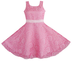 Girls Dress Pink Rose Wedding Pageant Size 4-12 Years