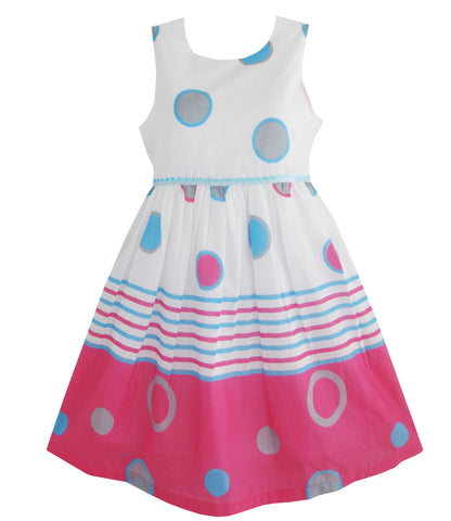 Girls Dress Blue Dot Pink Partyren