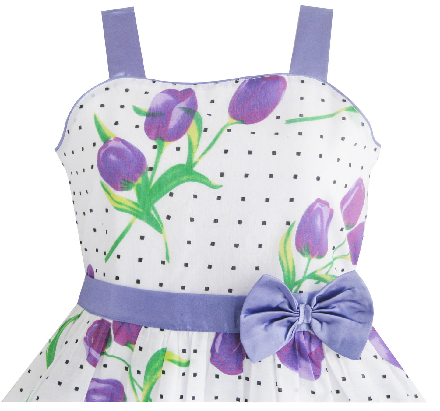 Girls Dress Purple Rose Dot Party Size 4-12 Years