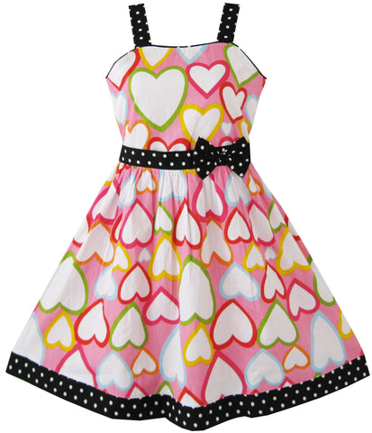 Girls Dress Colorful Heart Print Love Size 4-12 Years