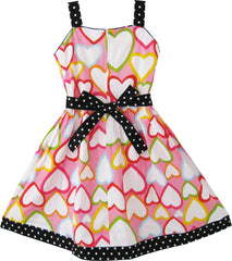 Girls Dress Colorful Heart Print Love Size 4-12 Years
