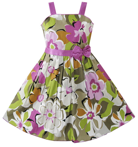 Girls Dress Purple Flower Party Pageant Size 4-12 Years