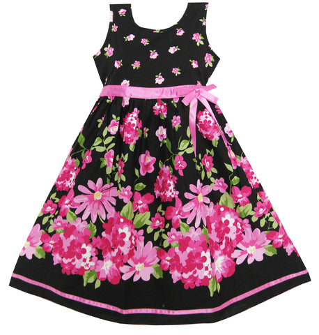 Girls Dress Hot Pink Flower Belt Party Christmas Size 4-12 Years